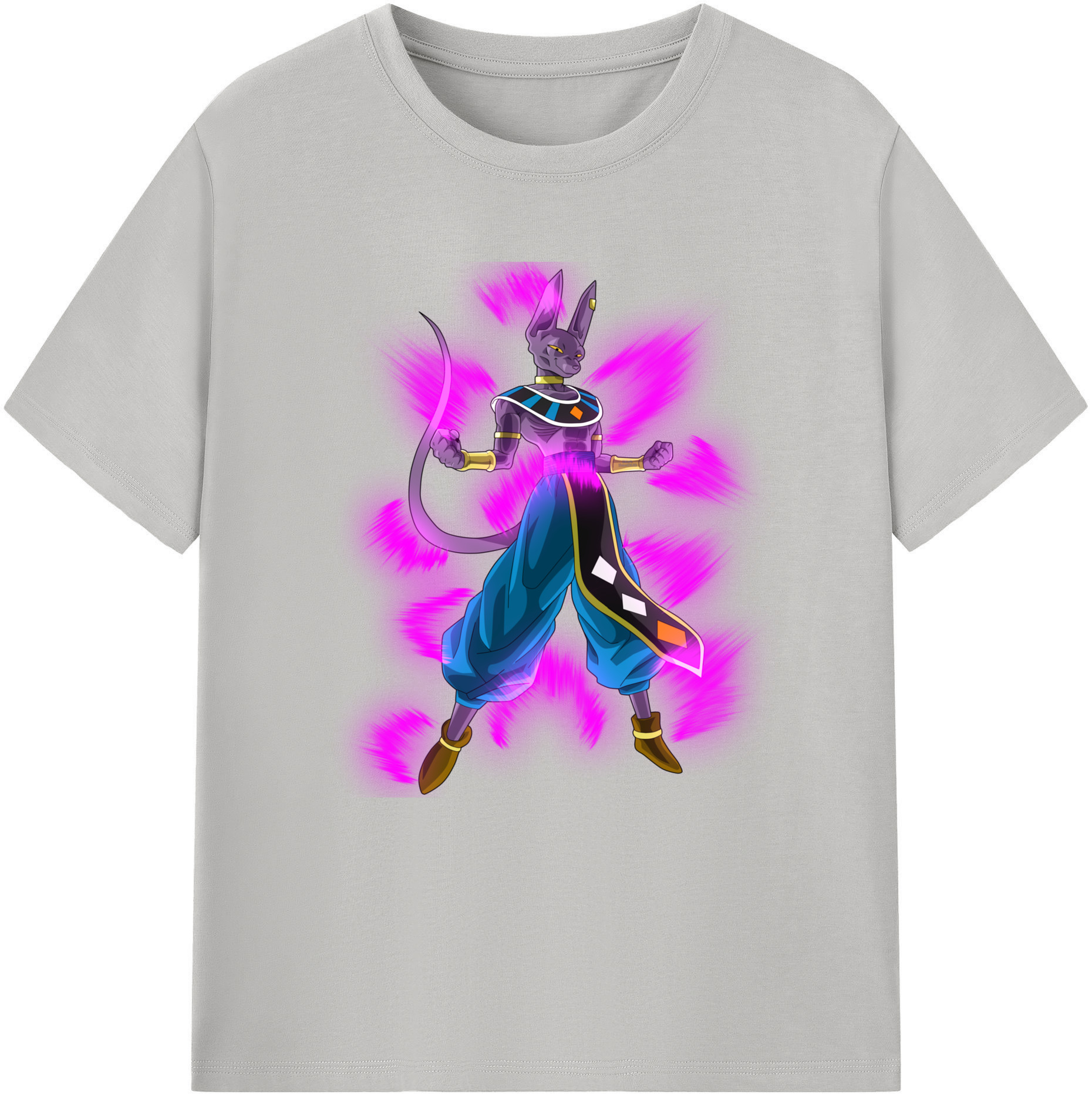 （画像用） ドラゴンボール ビルス 破壊神ビルス DRAGON BALL Beerus Birusu 綿100％半袖Tシャツ（フロントプリント）