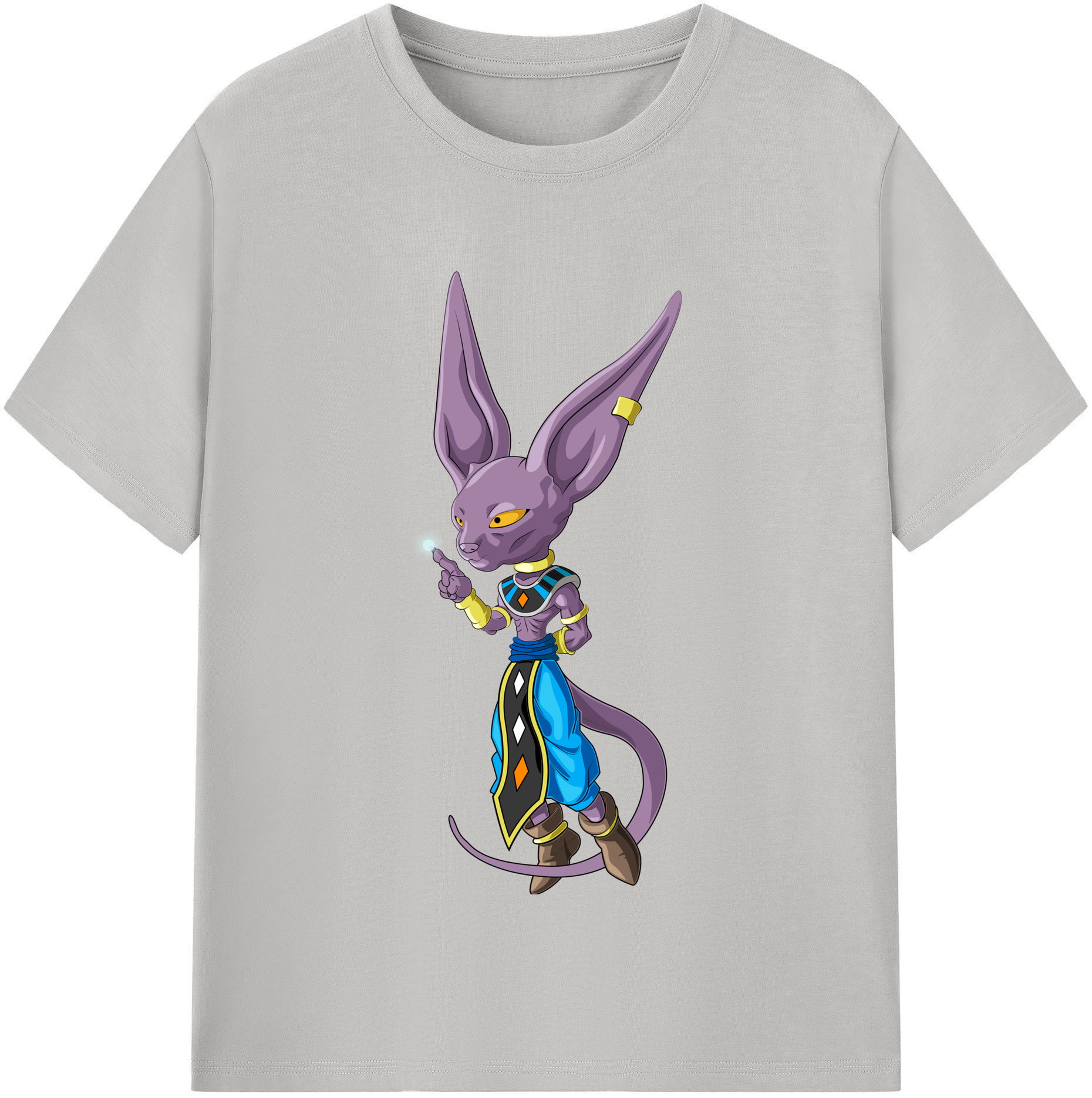 （画像用） ドラゴンボール ビルス 破壊神ビルス DRAGON BALL Beerus Birusu 綿100％半袖Tシャツ（フロントプリント）
