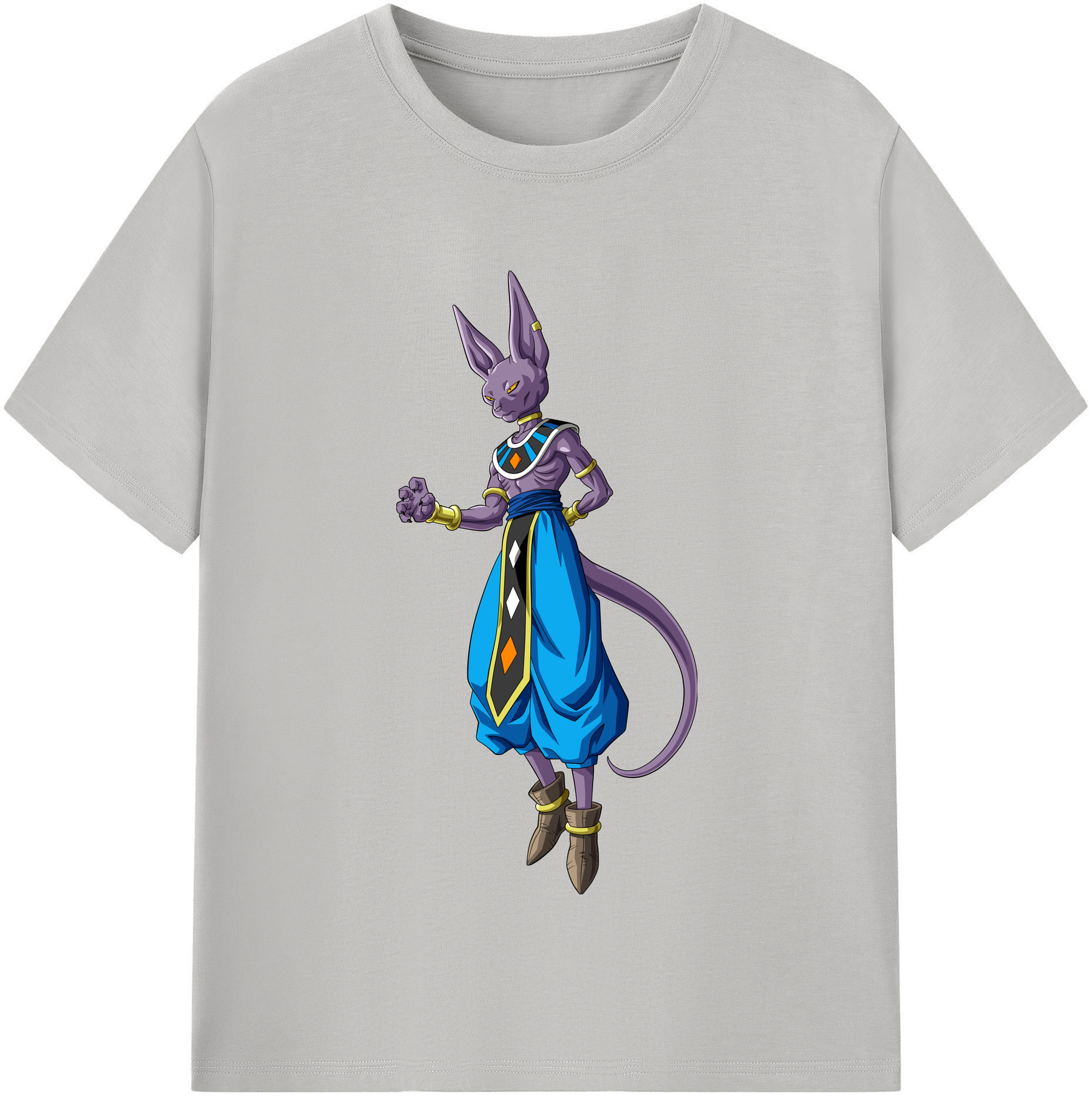 （画像用） ドラゴンボール ビルス 破壊神ビルス DRAGON BALL Beerus Birusu 綿100％半袖Tシャツ（フロントプリント）
