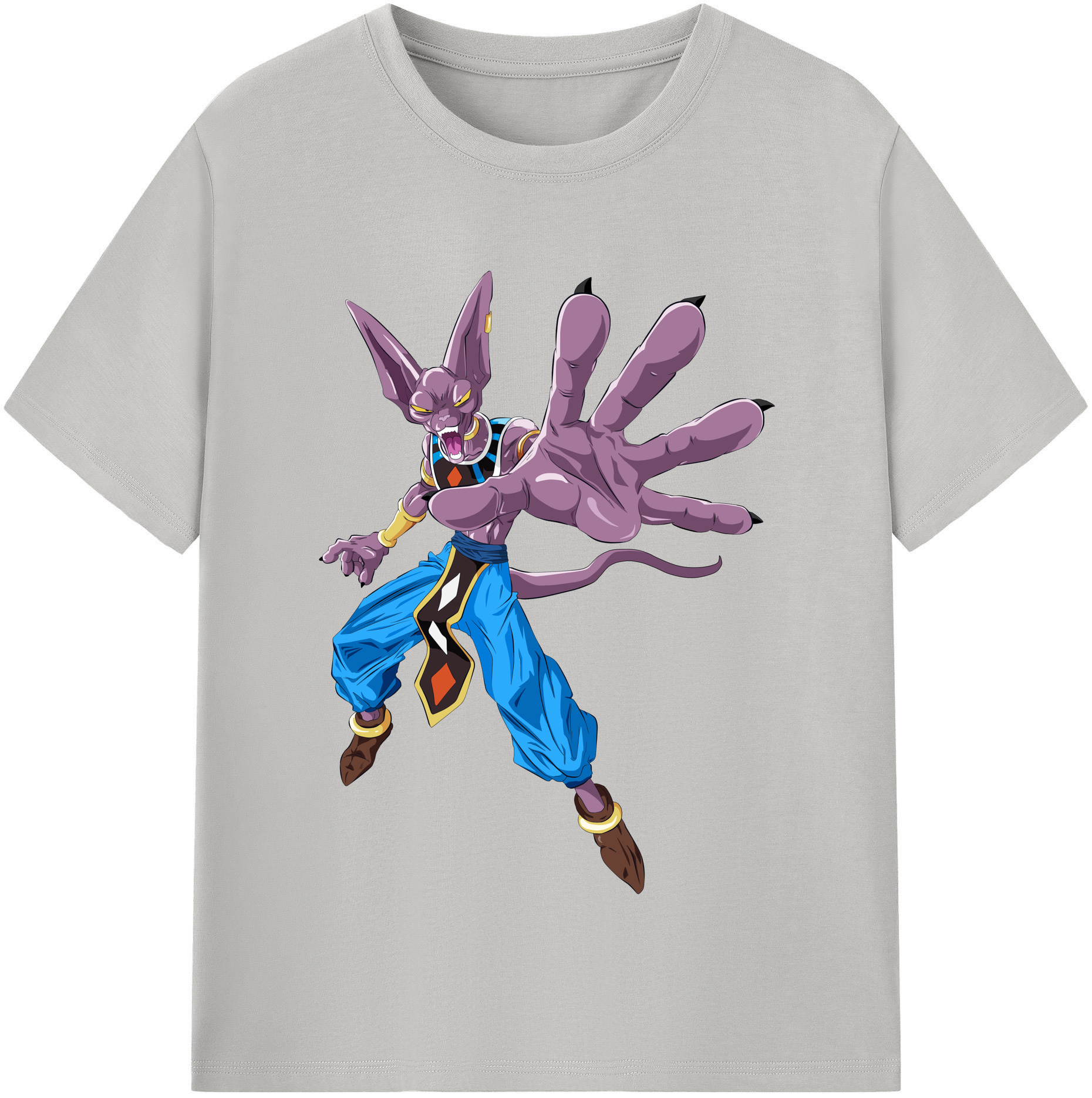 （画像用） ドラゴンボール ビルス 破壊神ビルス DRAGON BALL Beerus Birusu 綿100％半袖Tシャツ（フロントプリント）