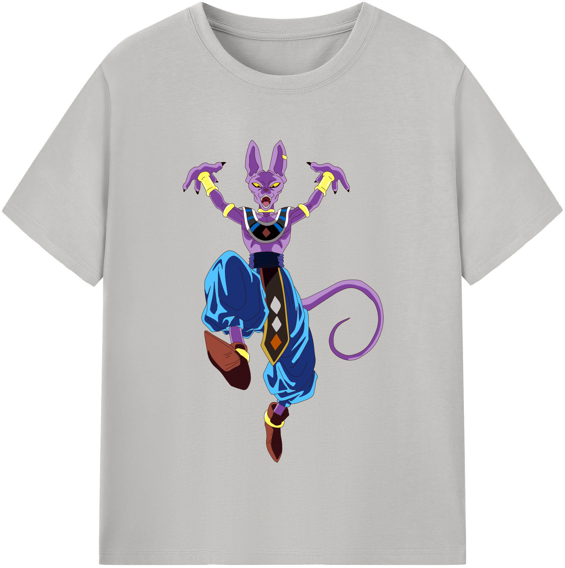 （画像用） ドラゴンボール ビルス 破壊神ビルス DRAGON BALL Beerus Birusu 綿100％半袖Tシャツ（フロントプリント）