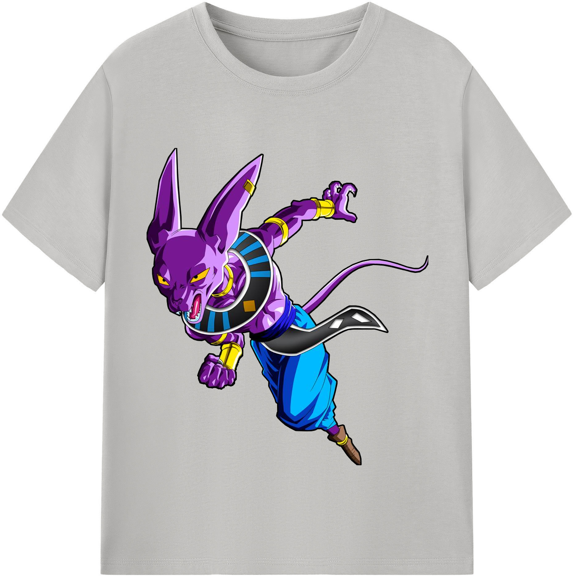（画像用） ドラゴンボール ビルス 破壊神ビルス DRAGON BALL Beerus Birusu 綿100％半袖Tシャツ（フロントプリント）