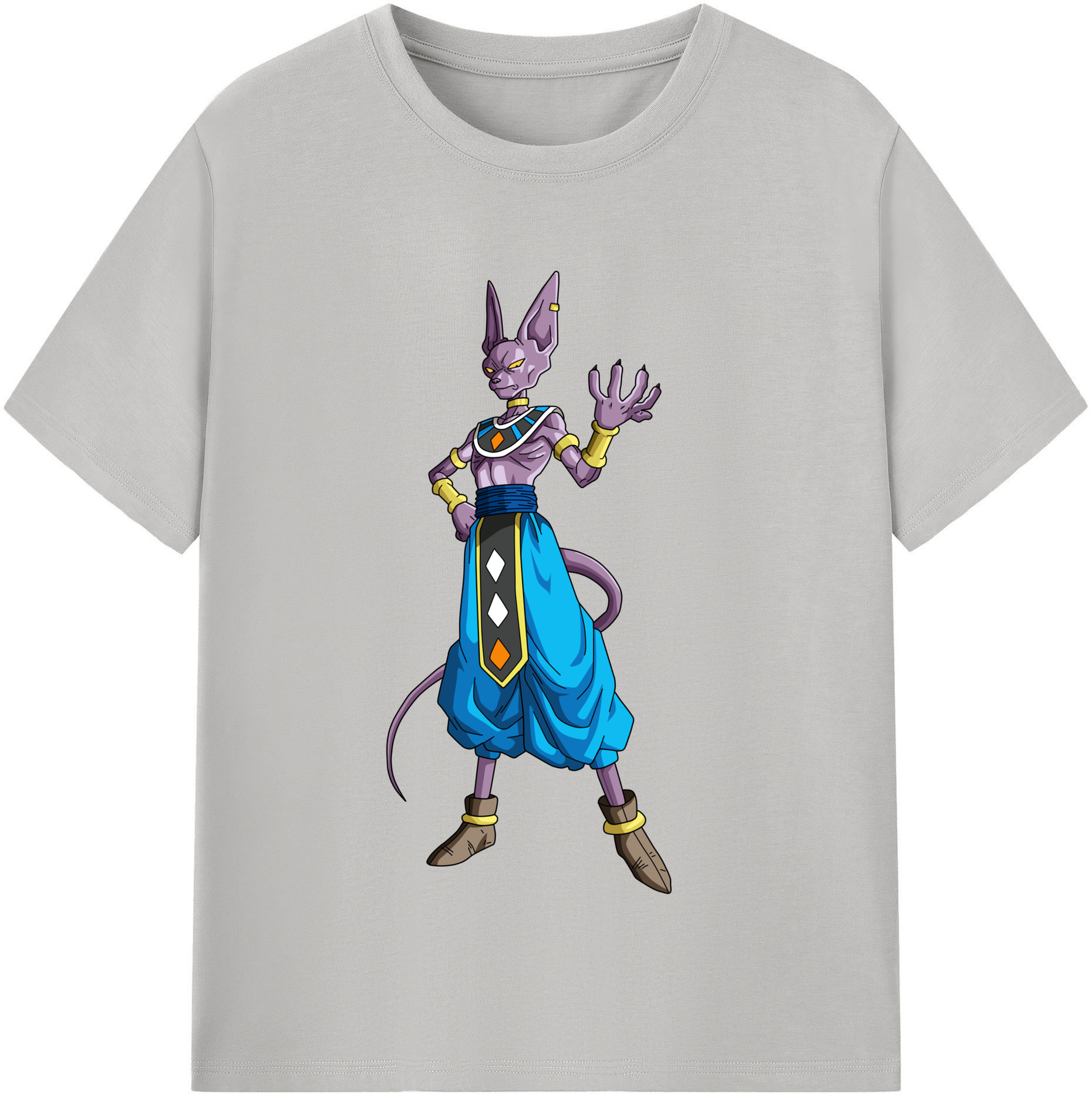（画像用） ドラゴンボール ビルス 破壊神ビルス DRAGON BALL Beerus Birusu 綿100％半袖Tシャツ（フロントプリント）