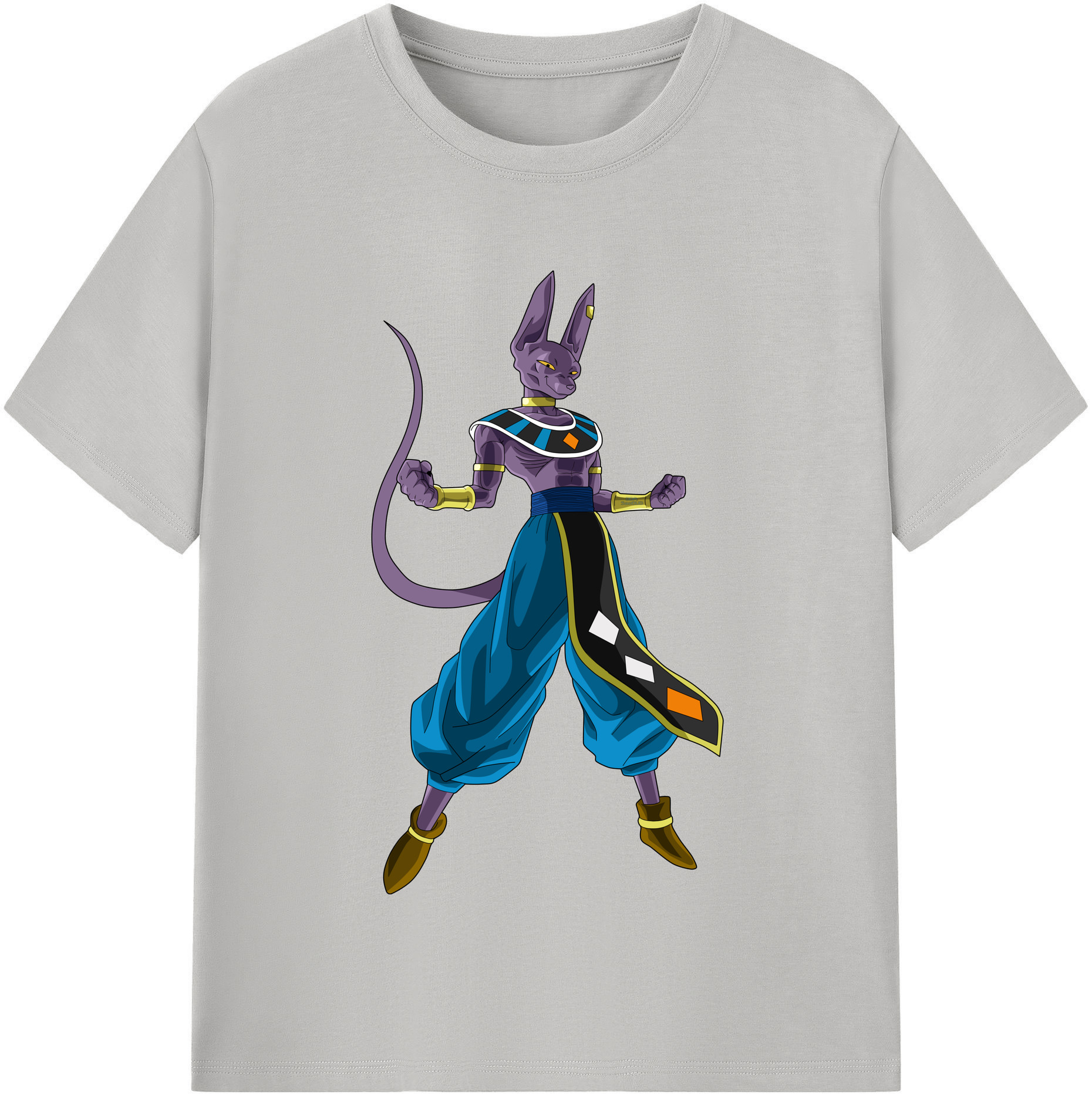 （画像用） ドラゴンボール ビルス 破壊神ビルス DRAGON BALL Beerus Birusu 綿100％半袖Tシャツ（フロントプリント）
