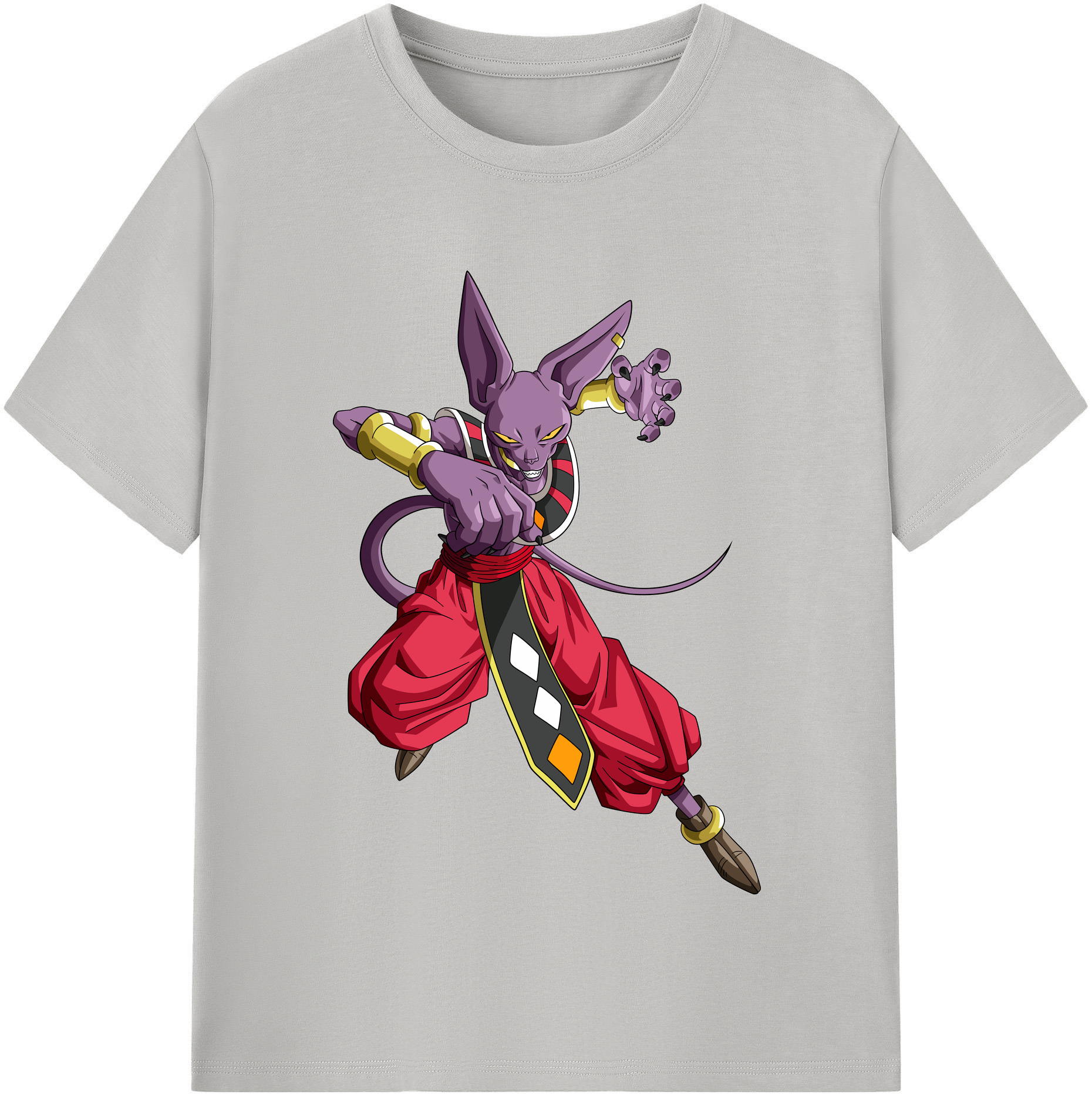 （画像用） ドラゴンボール ビルス 破壊神ビルス DRAGON BALL Beerus Birusu 綿100％半袖Tシャツ（フロントプリント）