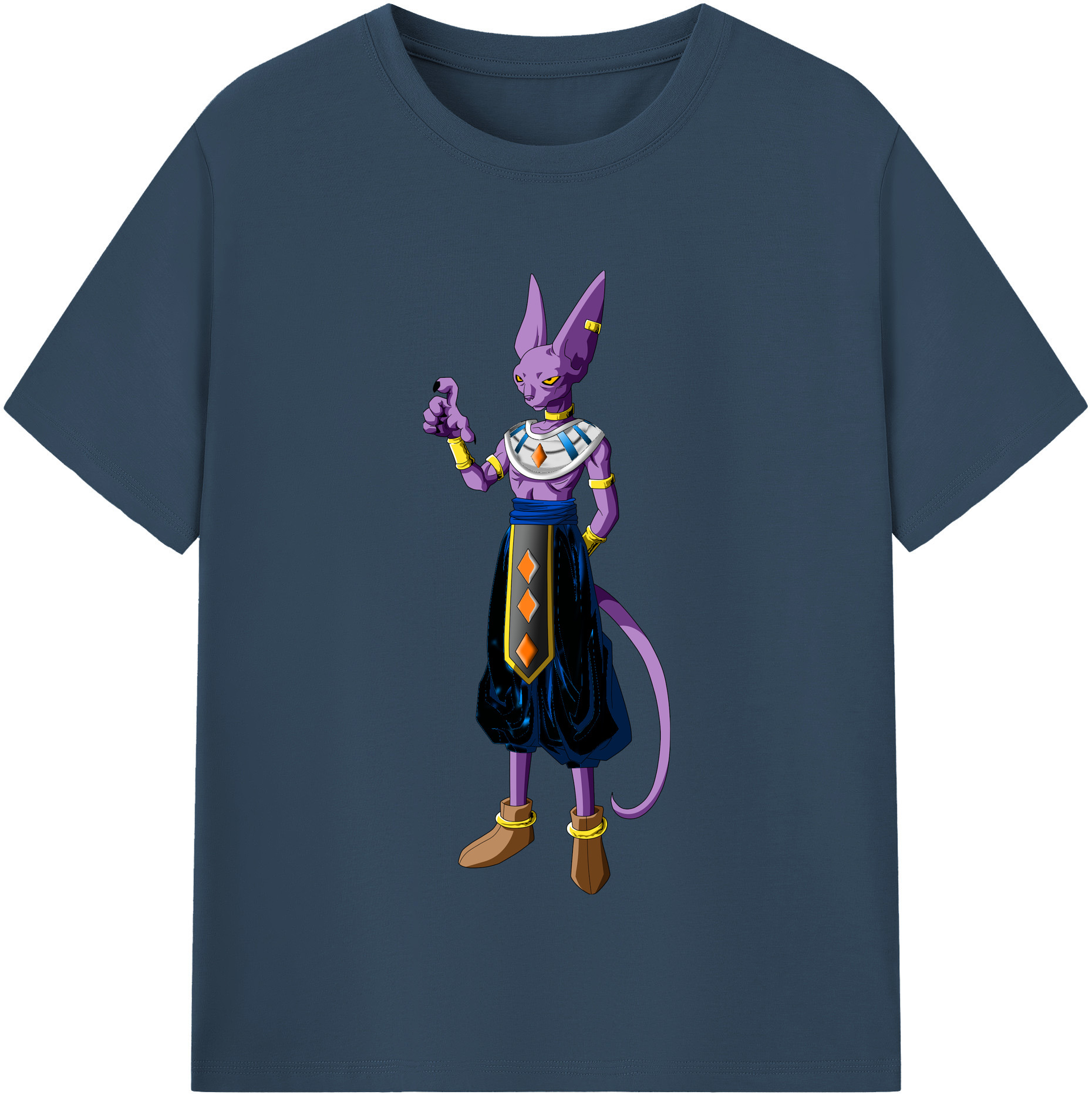 （画像用） ドラゴンボール ビルス 破壊神ビルス DRAGON BALL Beerus Birusu 綿100％半袖Tシャツ（フロントプリント）