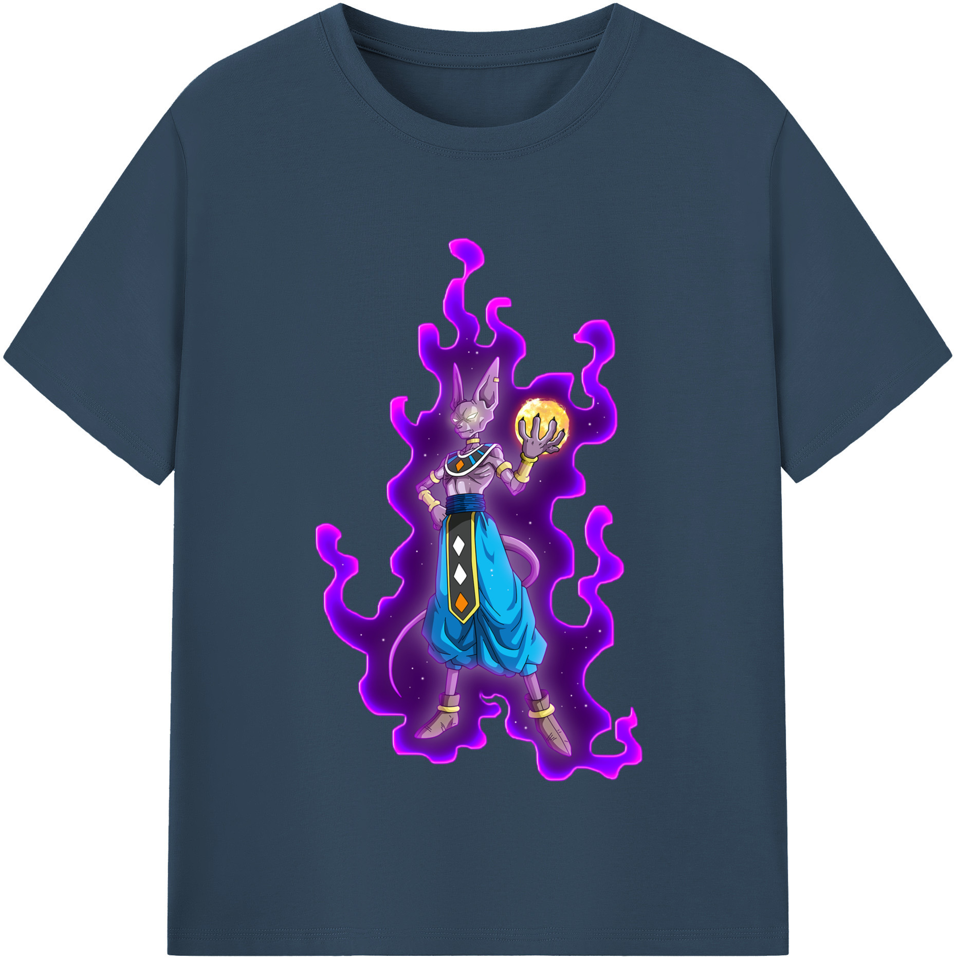 （画像用） ドラゴンボール ビルス 破壊神ビルス DRAGON BALL Beerus Birusu 綿100％半袖Tシャツ（フロントプリント）