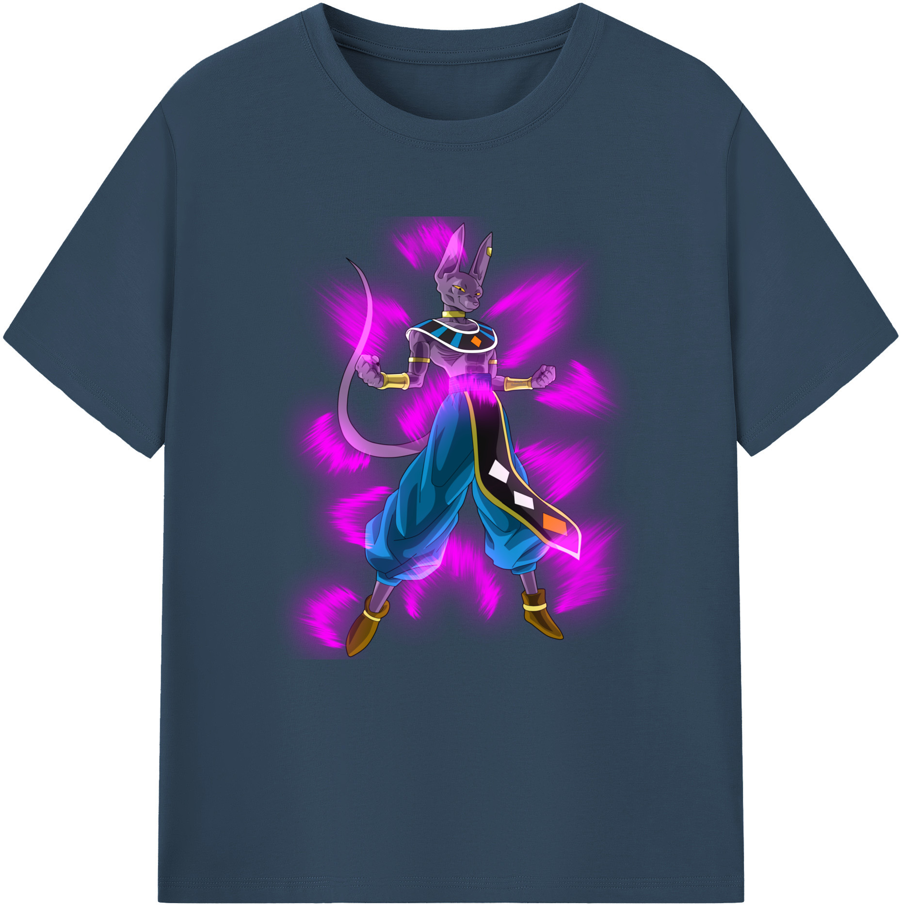 （画像用） ドラゴンボール ビルス 破壊神ビルス DRAGON BALL Beerus Birusu 綿100％半袖Tシャツ（フロントプリント）