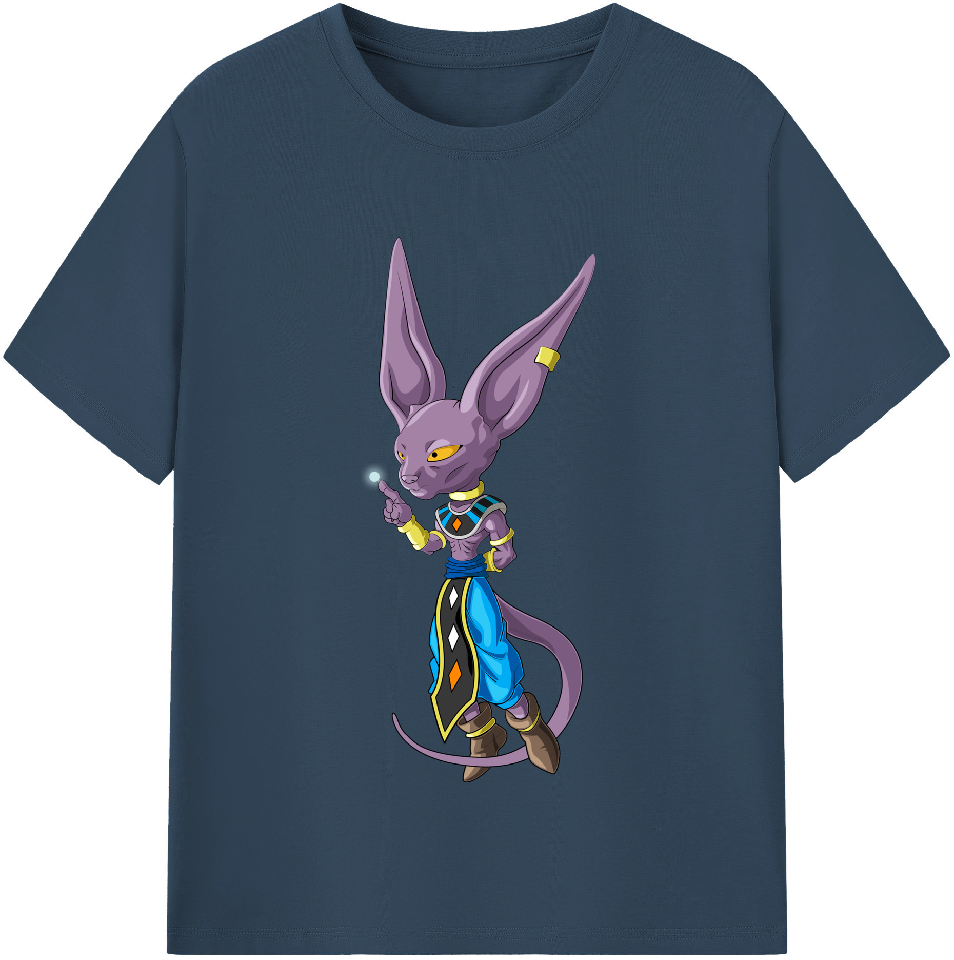 （画像用） ドラゴンボール ビルス 破壊神ビルス DRAGON BALL Beerus Birusu 綿100％半袖Tシャツ（フロントプリント）