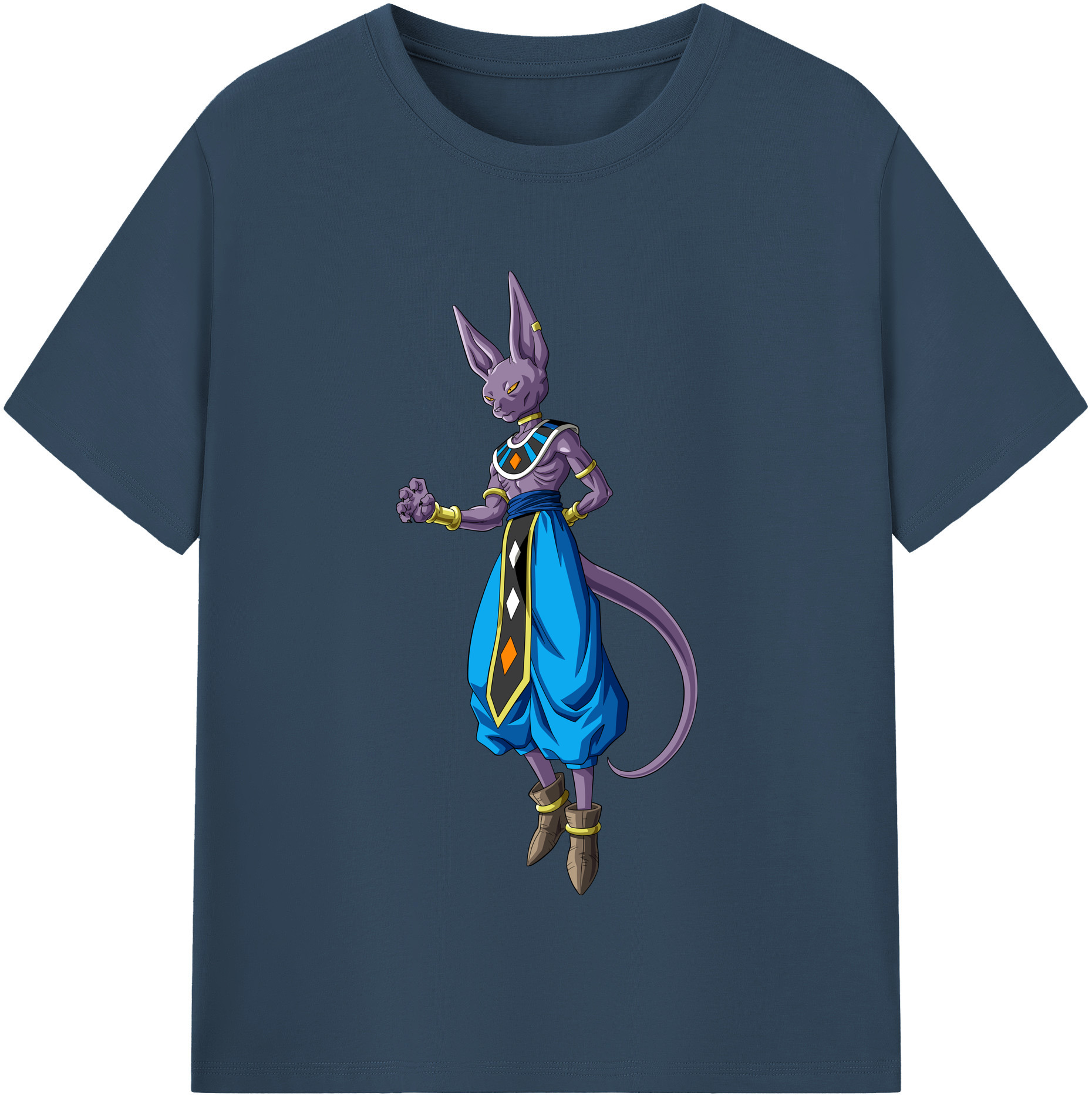 （画像用） ドラゴンボール ビルス 破壊神ビルス DRAGON BALL Beerus Birusu 綿100％半袖Tシャツ（フロントプリント）