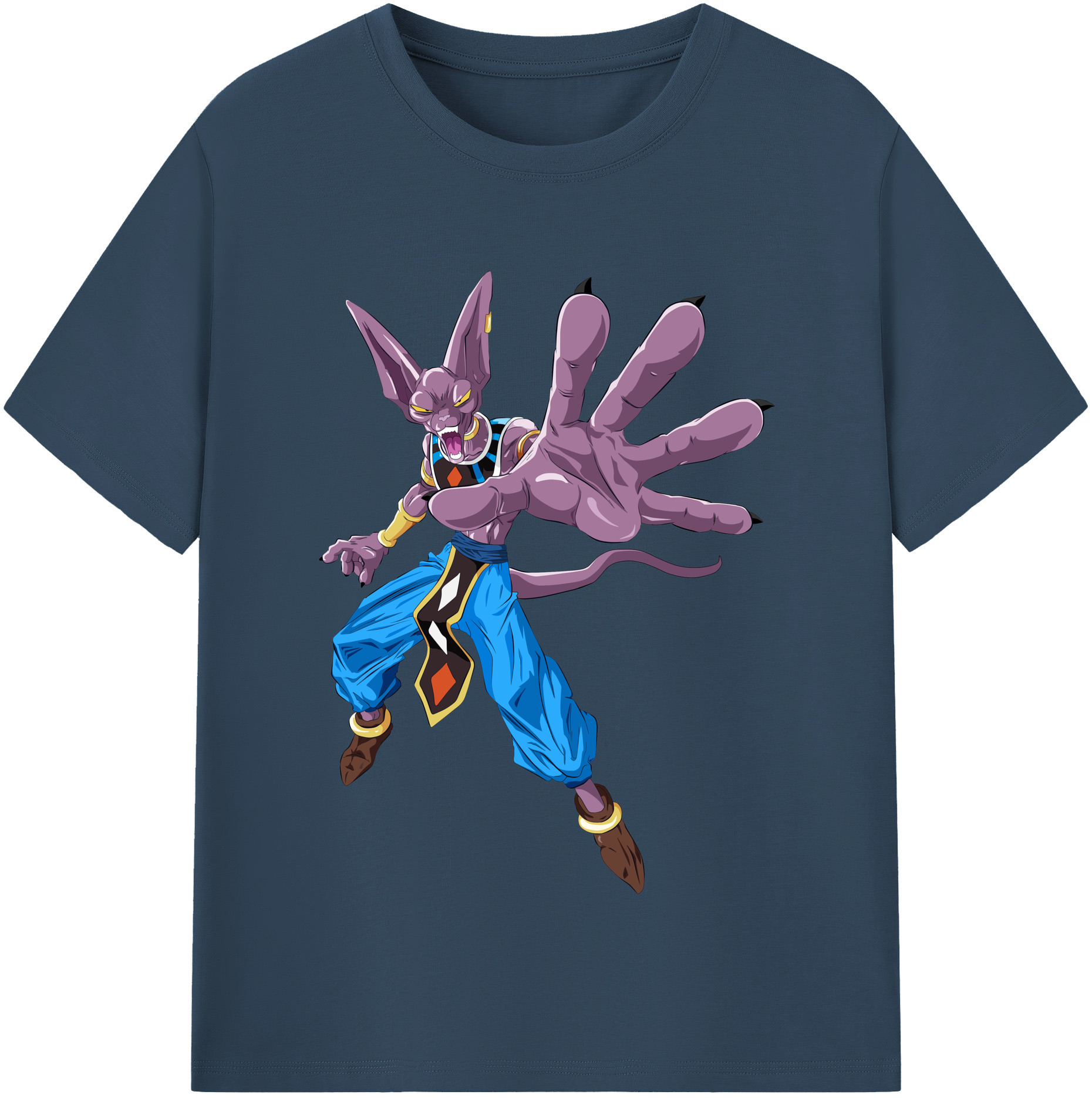 （画像用） ドラゴンボール ビルス 破壊神ビルス DRAGON BALL Beerus Birusu 綿100％半袖Tシャツ（フロントプリント）