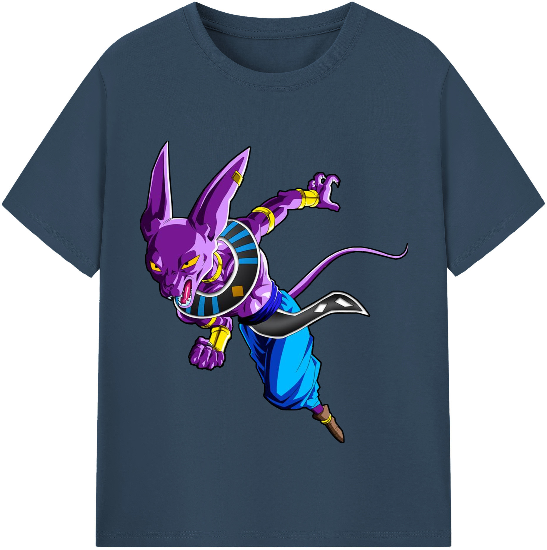 （画像用） ドラゴンボール ビルス 破壊神ビルス DRAGON BALL Beerus Birusu 綿100％半袖Tシャツ（フロントプリント）