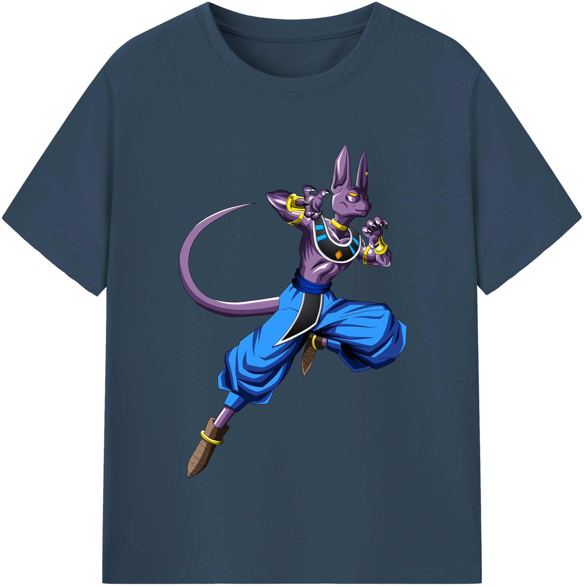 （画像用） ドラゴンボール ビルス 破壊神ビルス DRAGON BALL Beerus Birusu 綿100％半袖Tシャツ（フロントプリント）