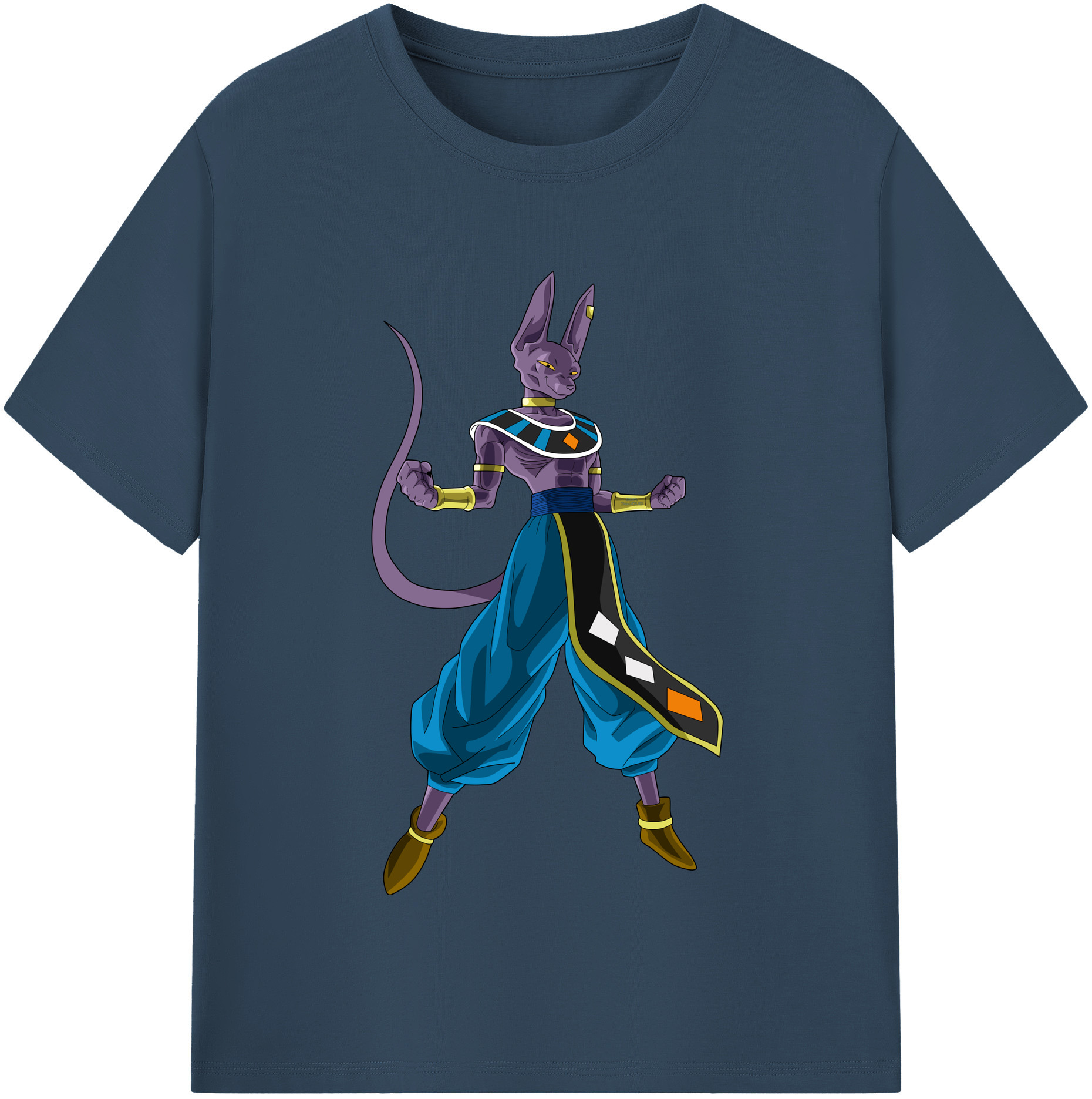 （画像用） ドラゴンボール ビルス 破壊神ビルス DRAGON BALL Beerus Birusu 綿100％半袖Tシャツ（フロントプリント）