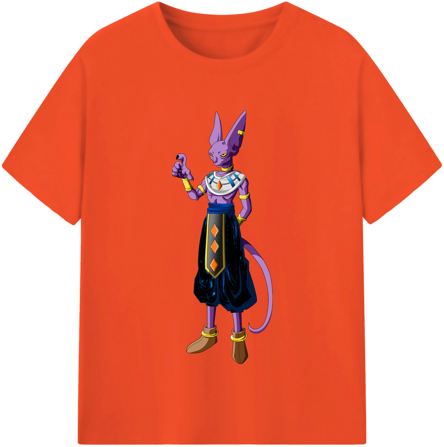 （画像用） ドラゴンボール ビルス 破壊神ビルス DRAGON BALL Beerus Birusu 綿100％半袖Tシャツ（フロントプリント）