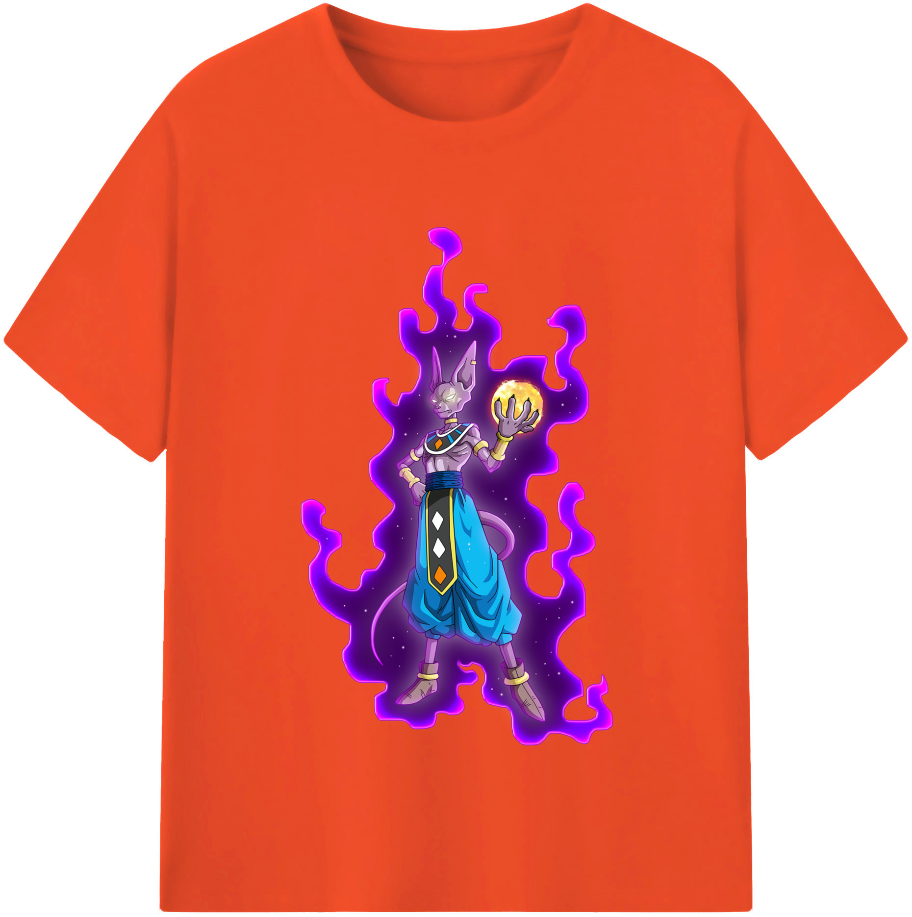 （画像用） ドラゴンボール ビルス 破壊神ビルス DRAGON BALL Beerus Birusu 綿100％半袖Tシャツ（フロントプリント）
