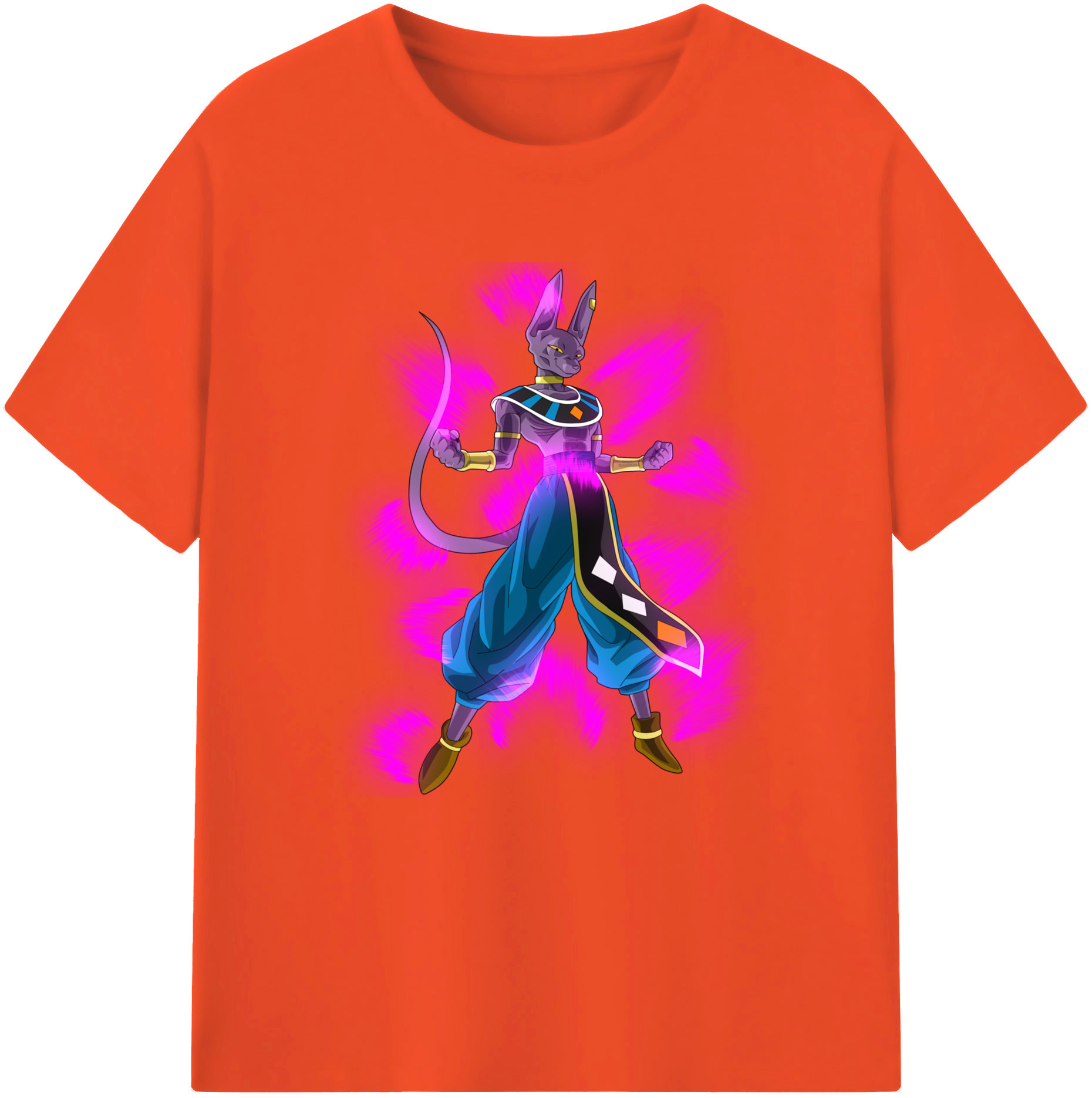 （画像用） ドラゴンボール ビルス 破壊神ビルス DRAGON BALL Beerus Birusu 綿100％半袖Tシャツ（フロントプリント）