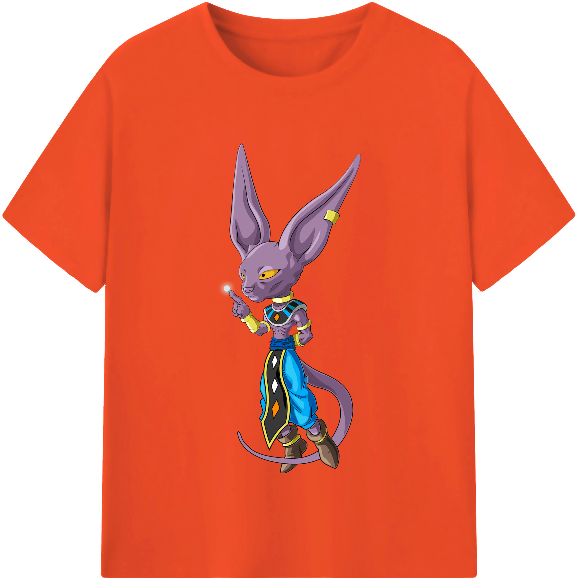 （画像用） ドラゴンボール ビルス 破壊神ビルス DRAGON BALL Beerus Birusu 綿100％半袖Tシャツ（フロントプリント）