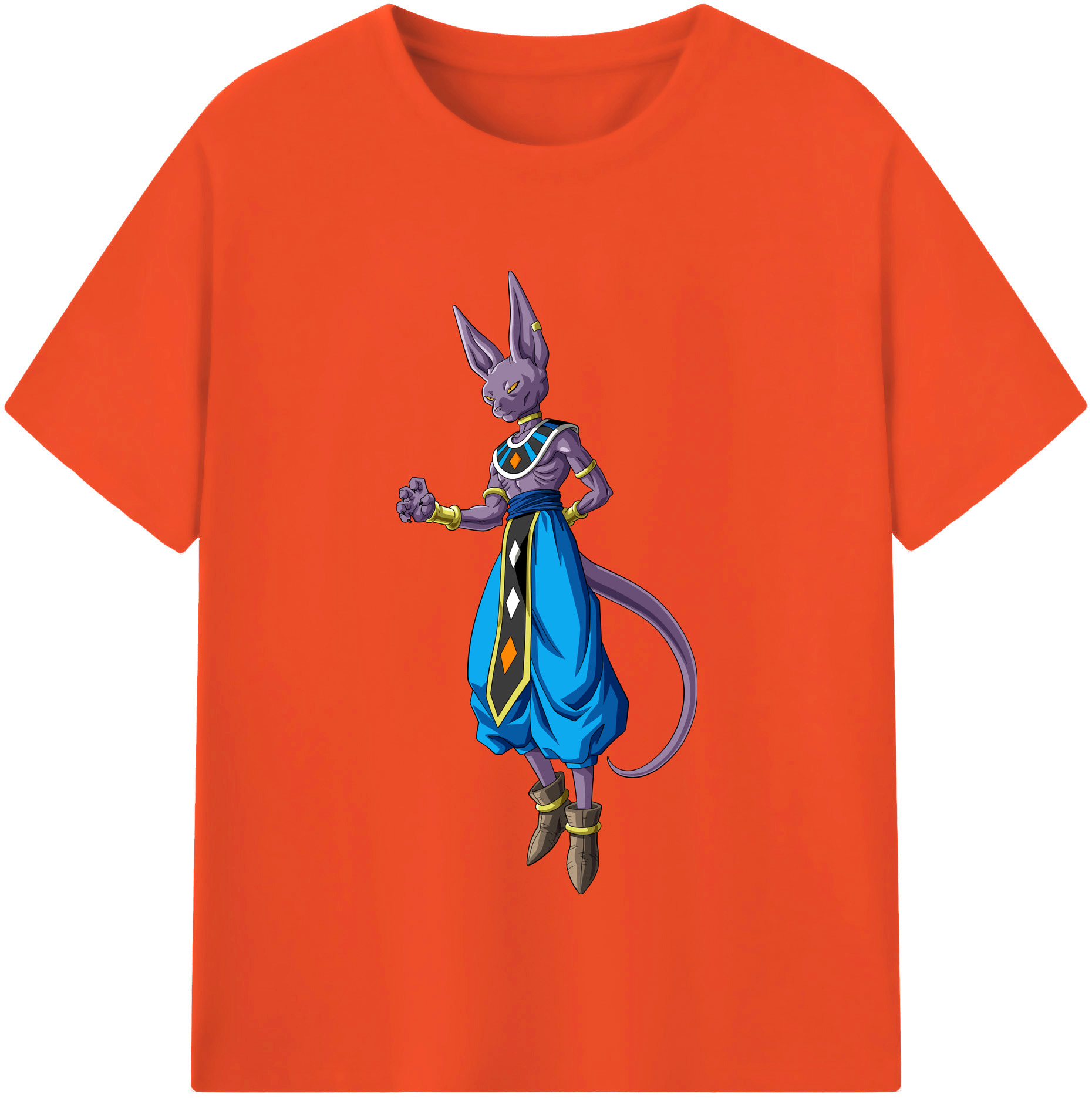 （画像用） ドラゴンボール ビルス 破壊神ビルス DRAGON BALL Beerus Birusu 綿100％半袖Tシャツ（フロントプリント）