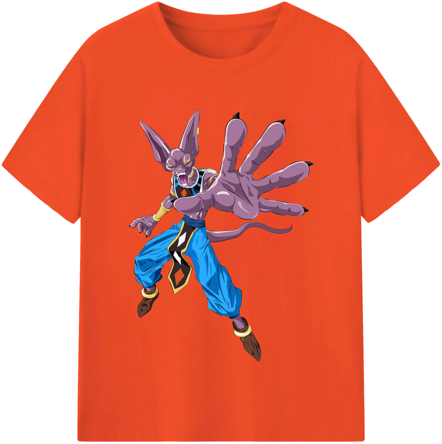 （画像用） ドラゴンボール ビルス 破壊神ビルス DRAGON BALL Beerus Birusu 綿100％半袖Tシャツ（フロントプリント）