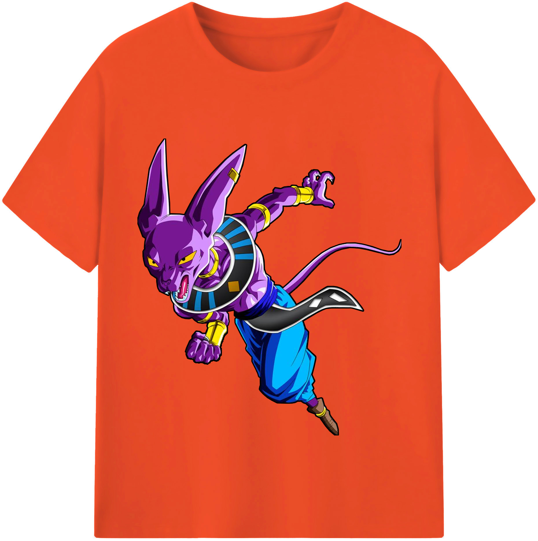 （画像用） ドラゴンボール ビルス 破壊神ビルス DRAGON BALL Beerus Birusu 綿100％半袖Tシャツ（フロントプリント）