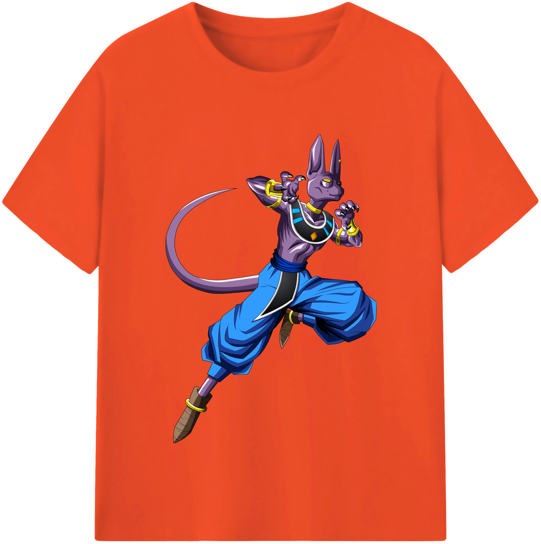 （画像用） ドラゴンボール ビルス 破壊神ビルス DRAGON BALL Beerus Birusu 綿100％半袖Tシャツ（フロントプリント）