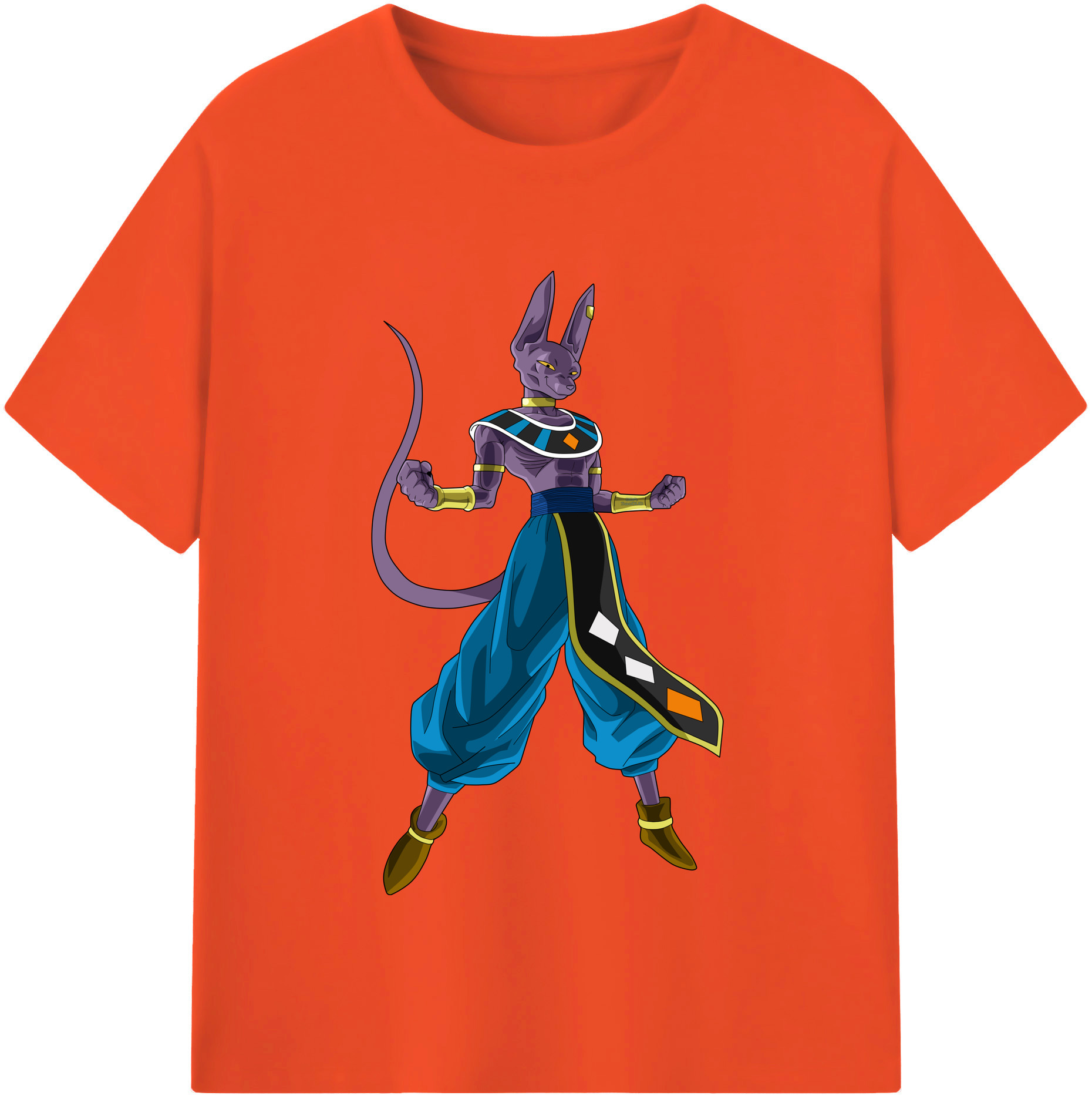 （画像用） ドラゴンボール ビルス 破壊神ビルス DRAGON BALL Beerus Birusu 綿100％半袖Tシャツ（フロントプリント）