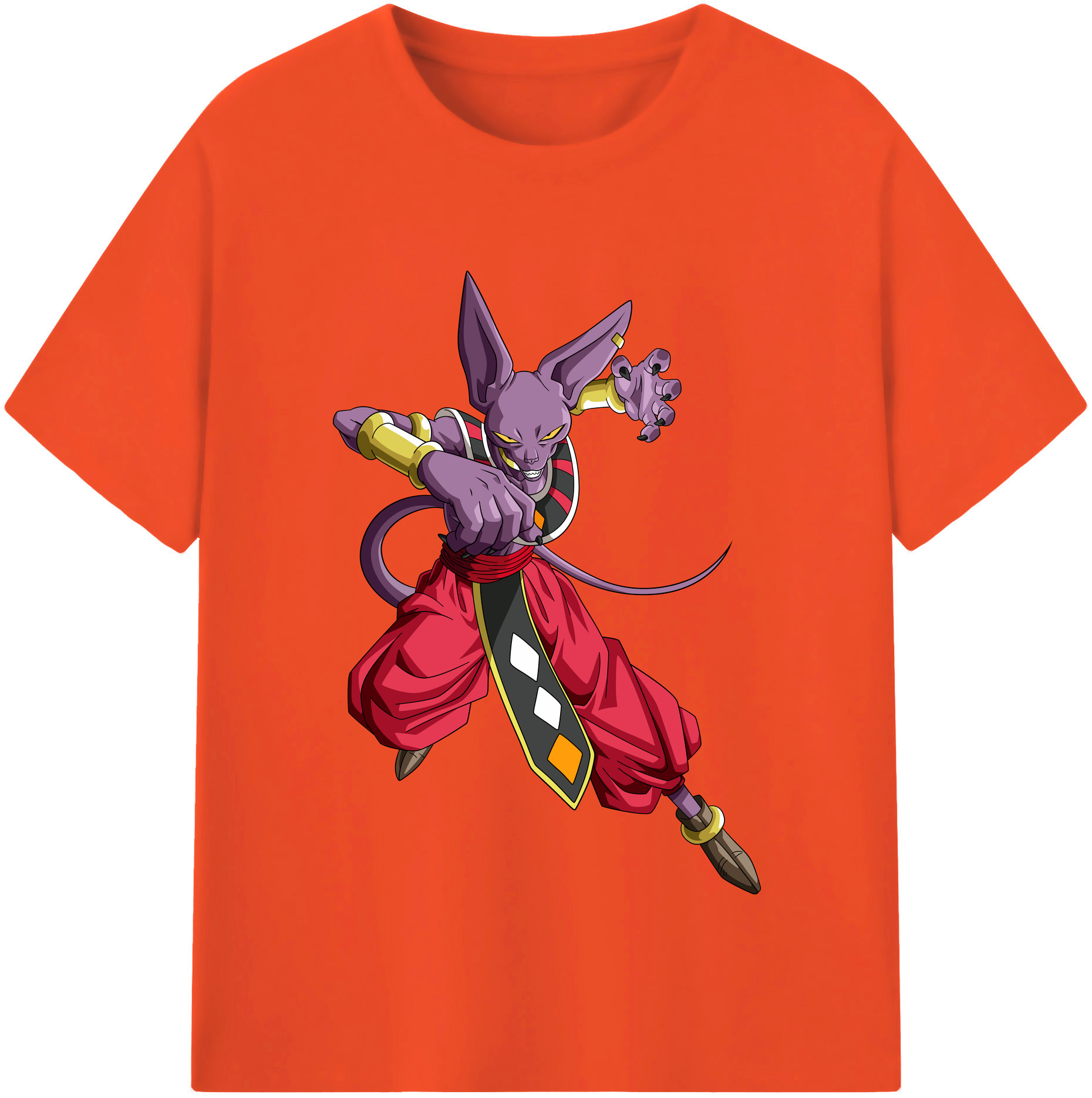 （画像用） ドラゴンボール ビルス 破壊神ビルス DRAGON BALL Beerus Birusu 綿100％半袖Tシャツ（フロントプリント）