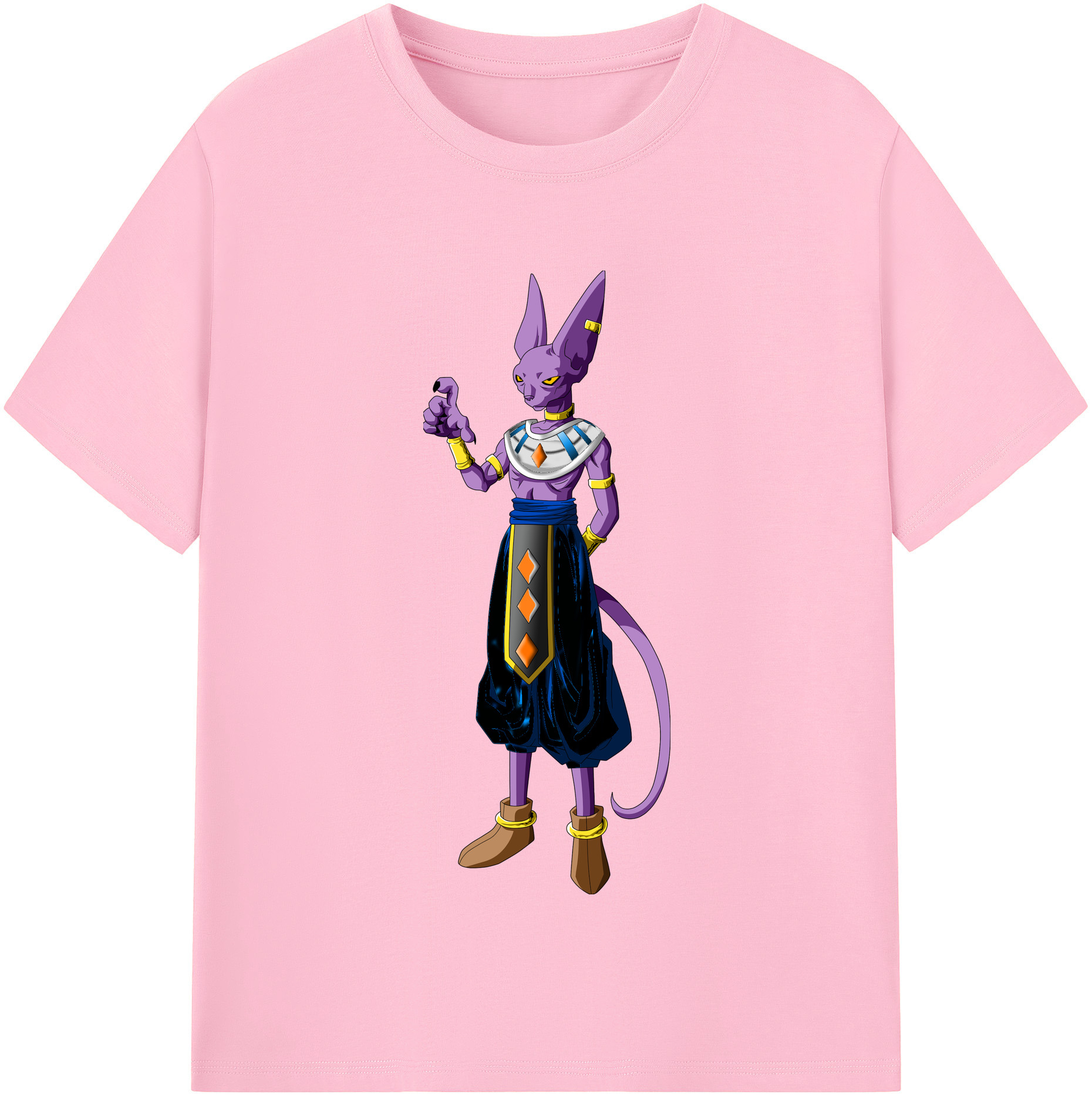 （画像用） ドラゴンボール ビルス 破壊神ビルス DRAGON BALL Beerus Birusu 綿100％半袖Tシャツ（フロントプリント）
