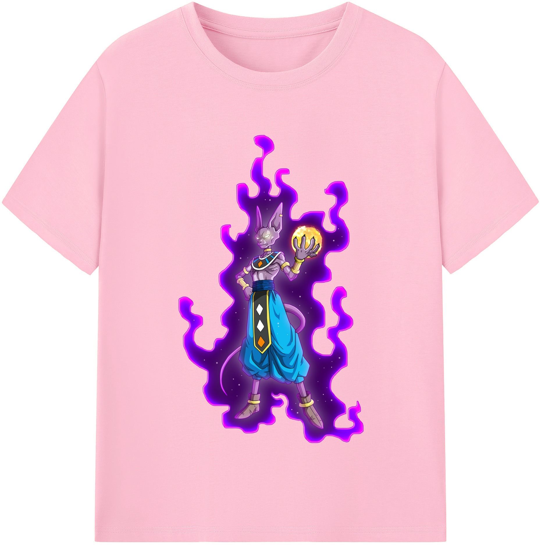 （画像用） ドラゴンボール ビルス 破壊神ビルス DRAGON BALL Beerus Birusu 綿100％半袖Tシャツ（フロントプリント）