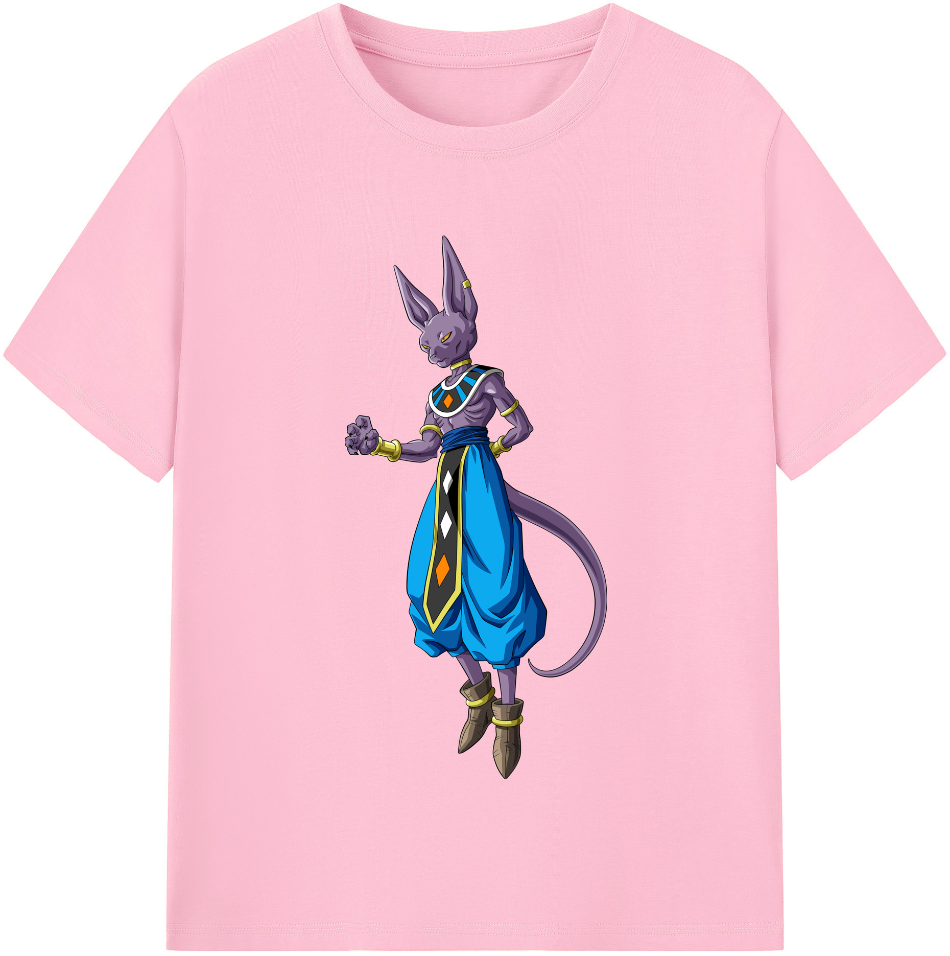 （画像用） ドラゴンボール ビルス 破壊神ビルス DRAGON BALL Beerus Birusu 綿100％半袖Tシャツ（フロントプリント）