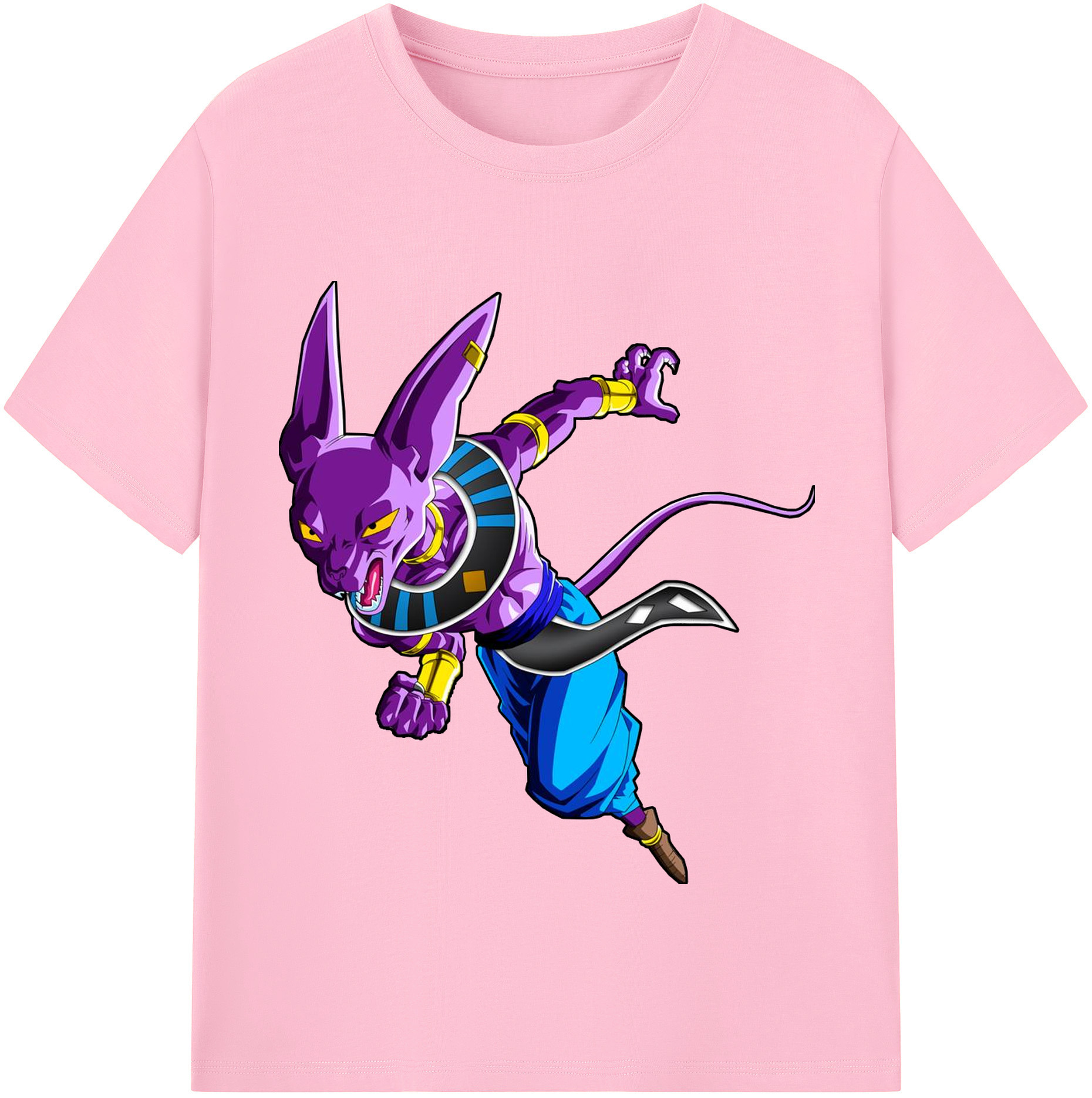 （画像用） ドラゴンボール ビルス 破壊神ビルス DRAGON BALL Beerus Birusu 綿100％半袖Tシャツ（フロントプリント）