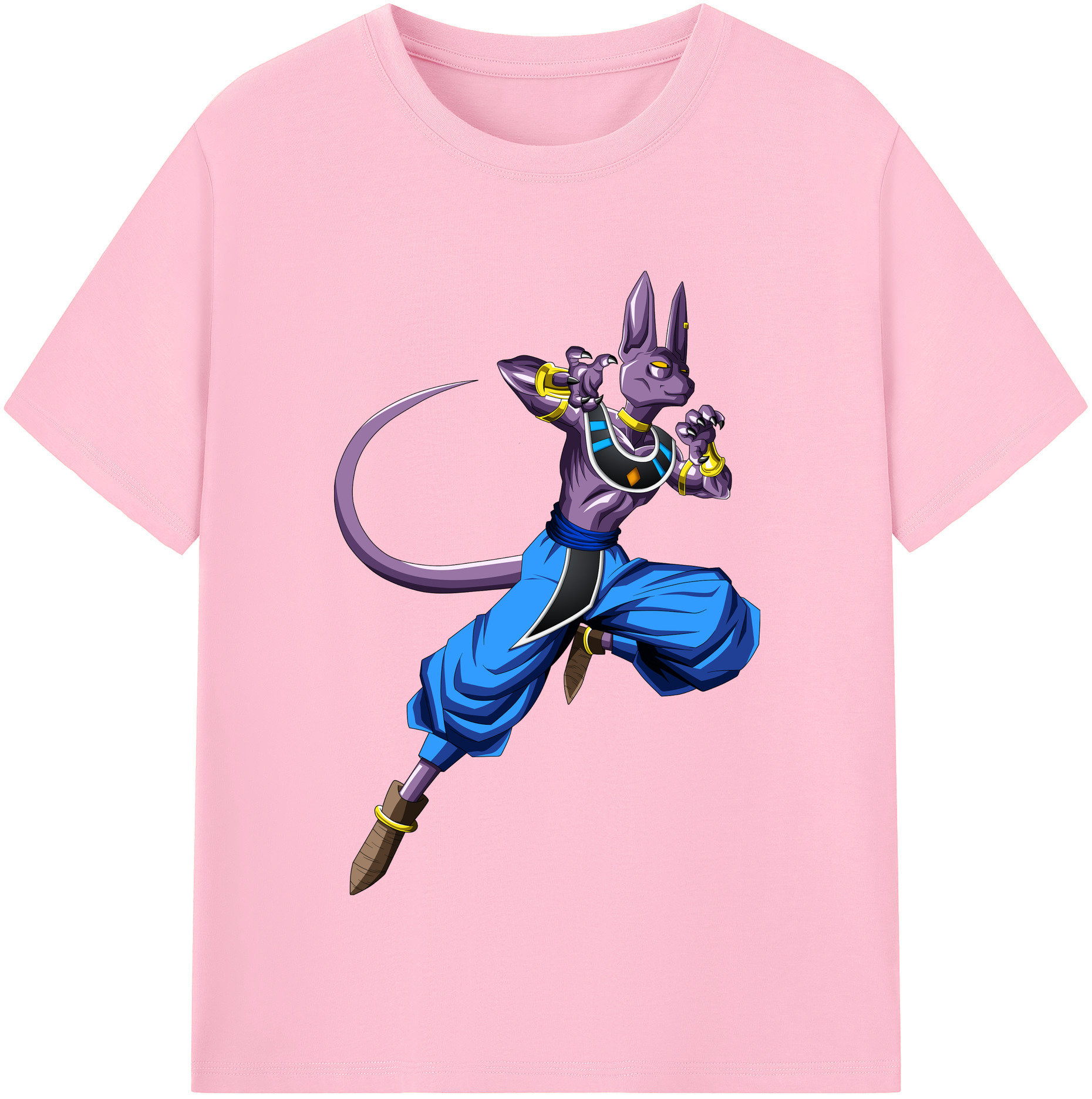 （画像用） ドラゴンボール ビルス 破壊神ビルス DRAGON BALL Beerus Birusu 綿100％半袖Tシャツ（フロントプリント）
