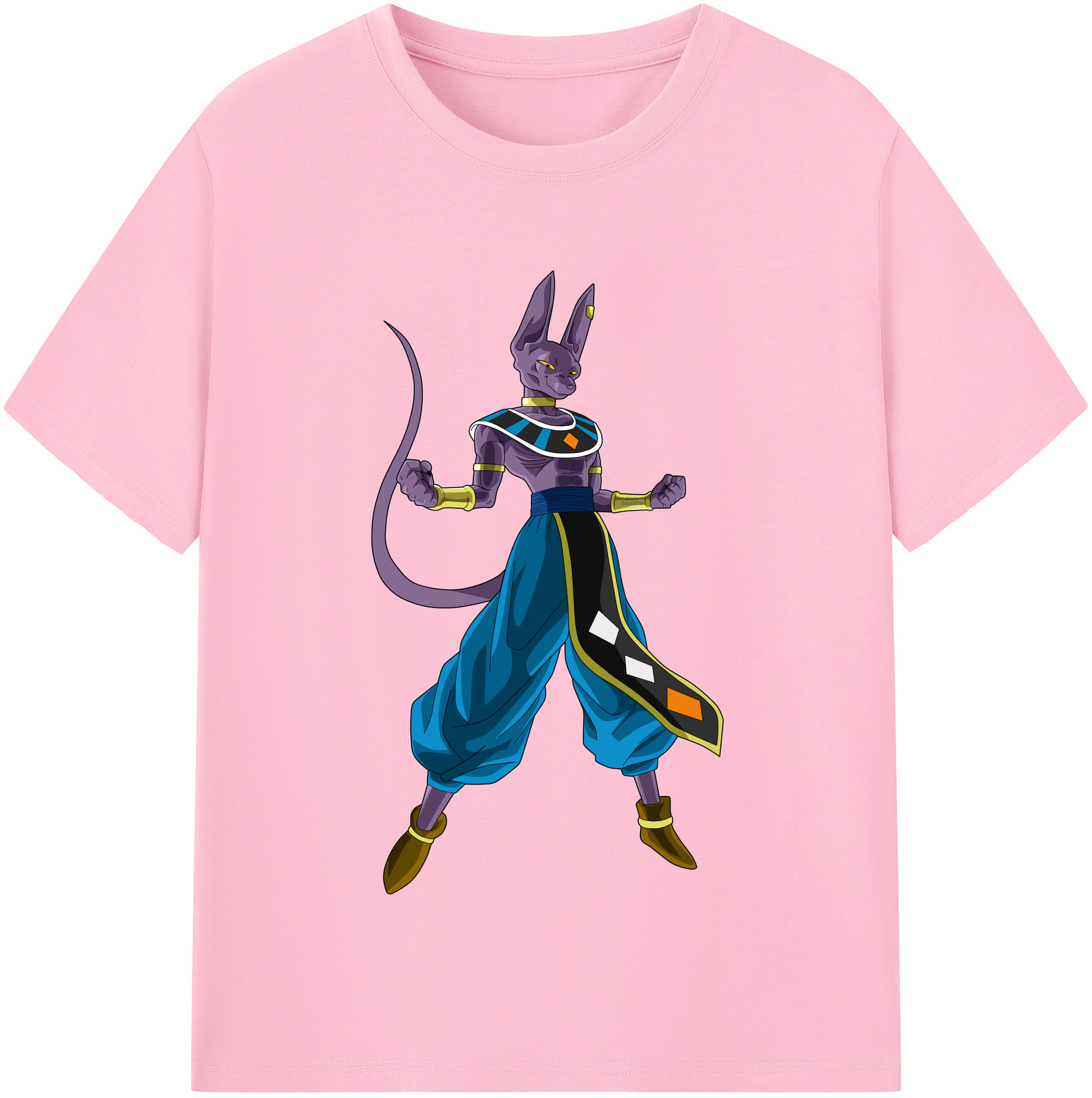 （画像用） ドラゴンボール ビルス 破壊神ビルス DRAGON BALL Beerus Birusu 綿100％半袖Tシャツ（フロントプリント）