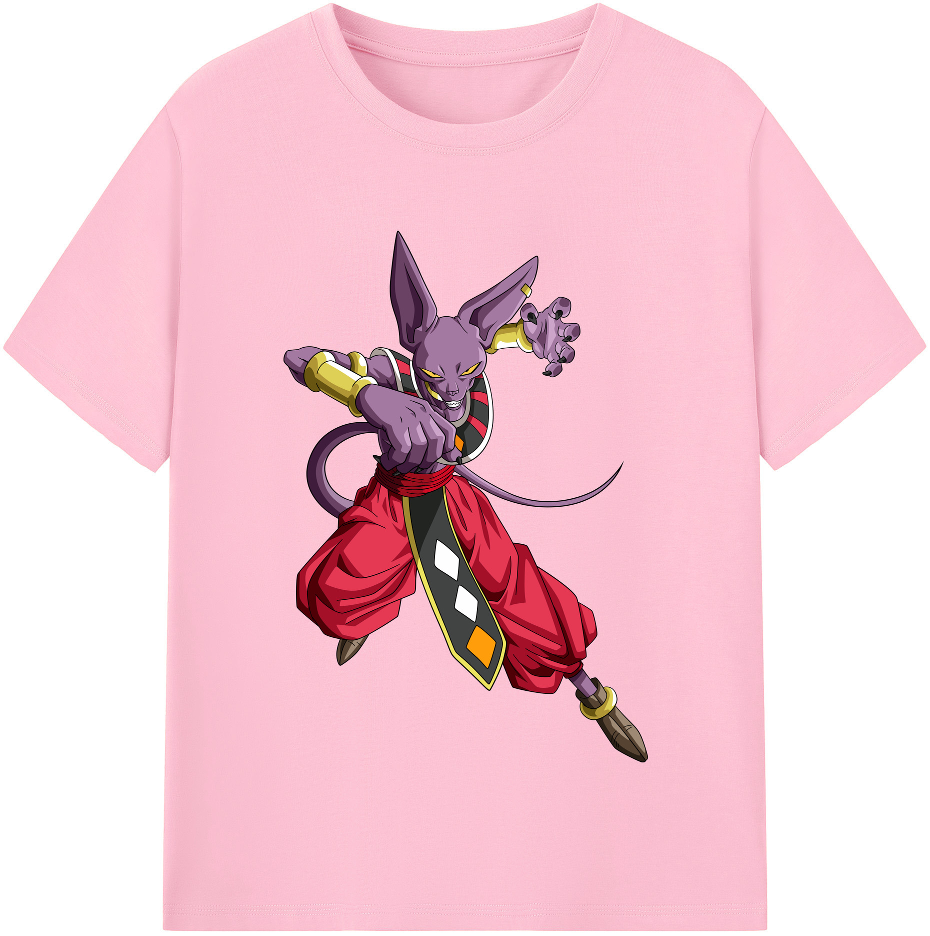 （画像用） ドラゴンボール ビルス 破壊神ビルス DRAGON BALL Beerus Birusu 綿100％半袖Tシャツ（フロントプリント）