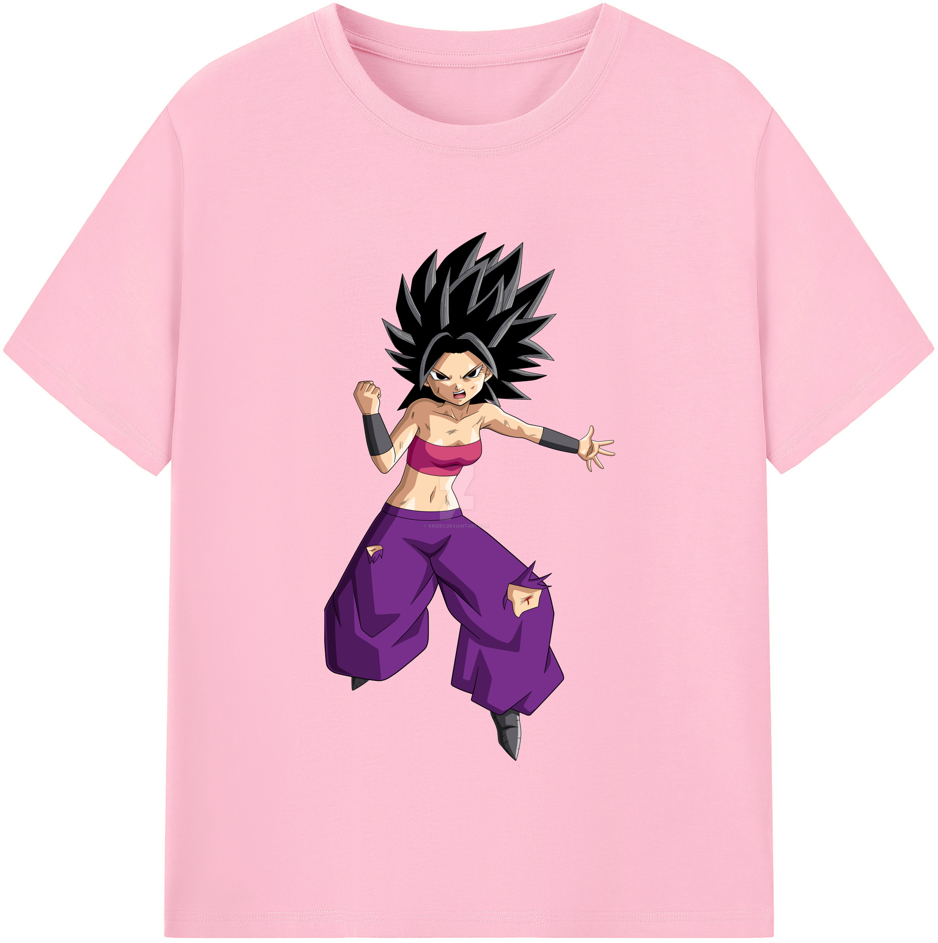 （画像用） ドラゴンボール カリフラ DRAGON BALL Caulifla 綿100％半袖Tシャツ（フロントプリント）
