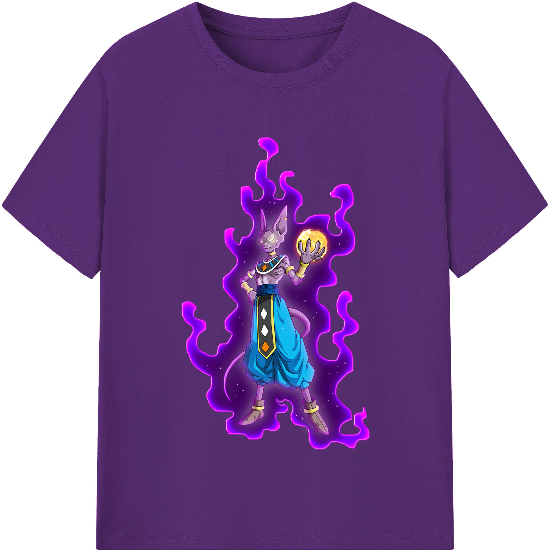 （画像用） ドラゴンボール ビルス 破壊神ビルス DRAGON BALL Beerus Birusu 綿100％半袖Tシャツ（フロントプリント）