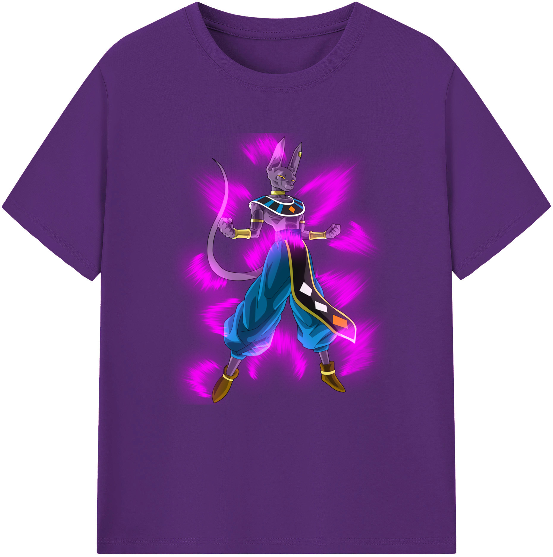 （画像用） ドラゴンボール ビルス 破壊神ビルス DRAGON BALL Beerus Birusu 綿100％半袖Tシャツ（フロントプリント）