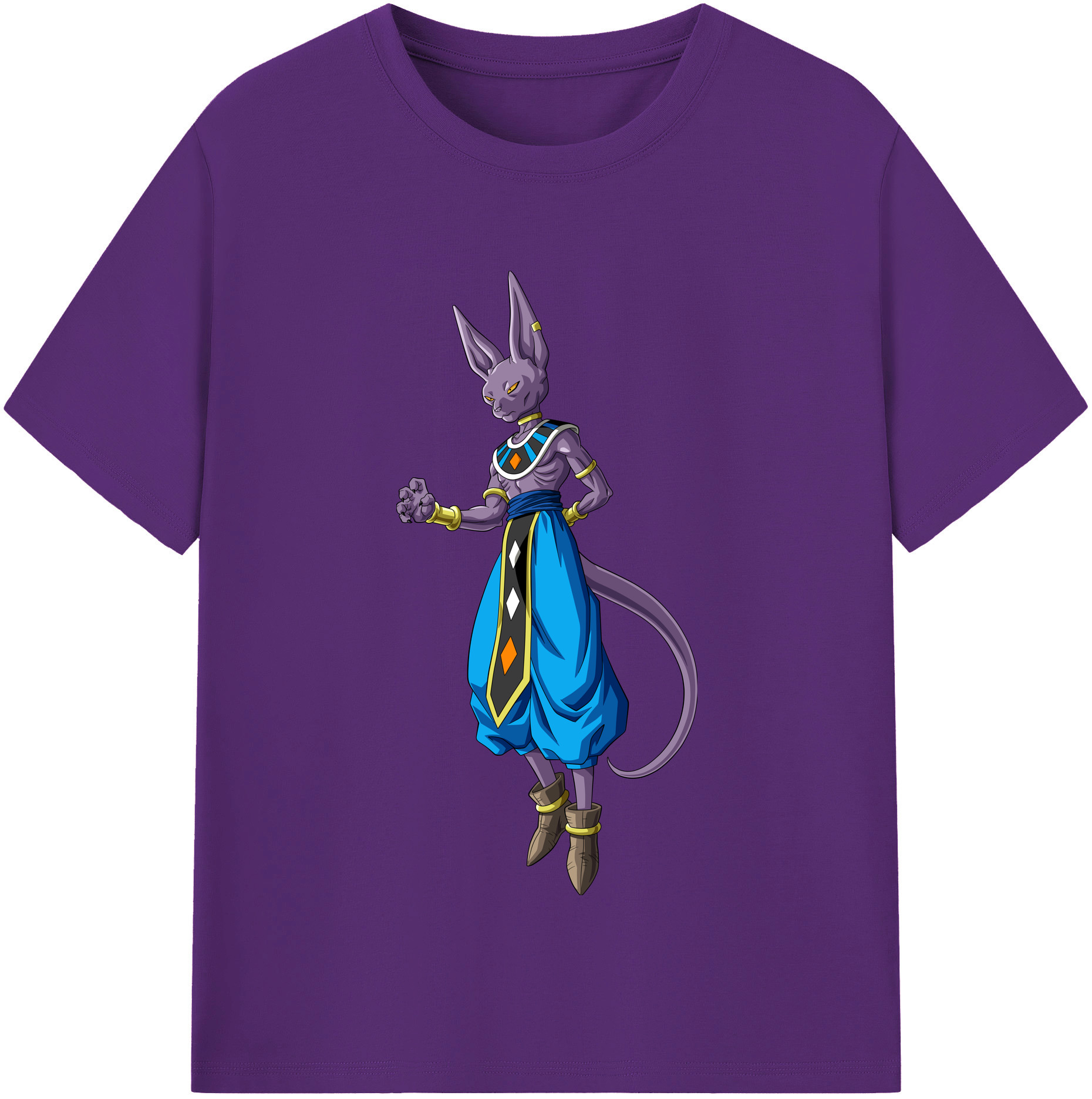 （画像用） ドラゴンボール ビルス 破壊神ビルス DRAGON BALL Beerus Birusu 綿100％半袖Tシャツ（フロントプリント）