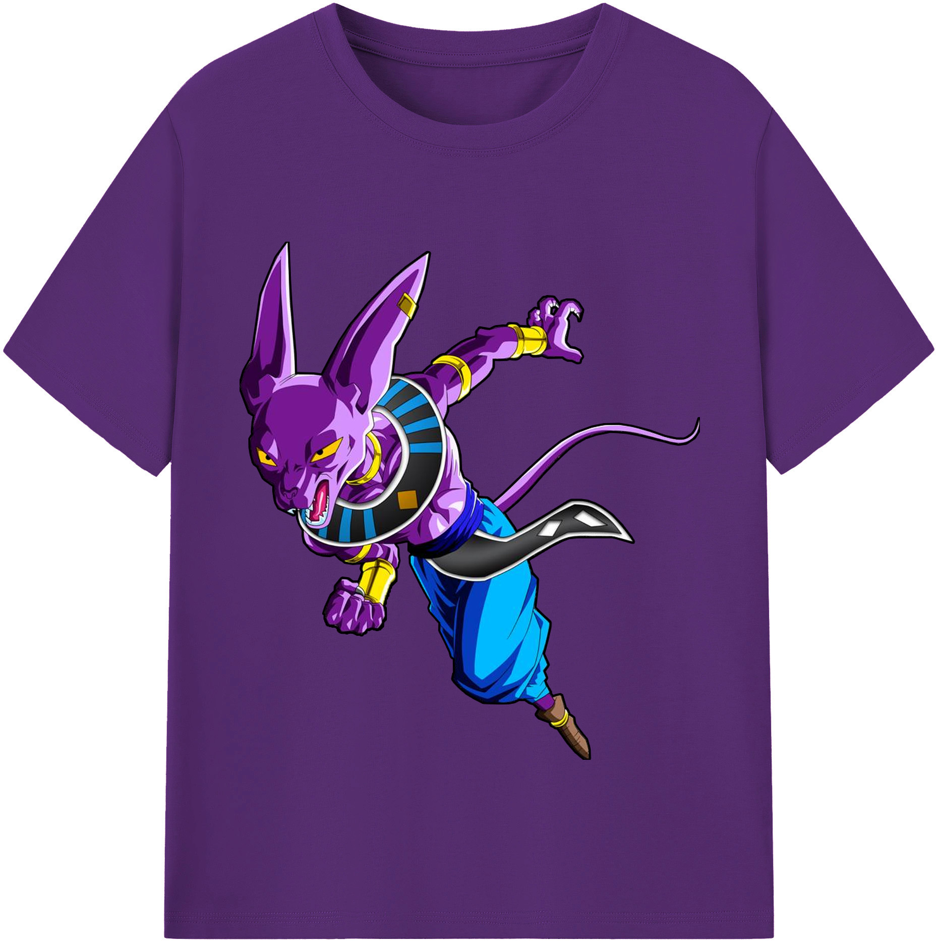 （画像用） ドラゴンボール ビルス 破壊神ビルス DRAGON BALL Beerus Birusu 綿100％半袖Tシャツ（フロントプリント）