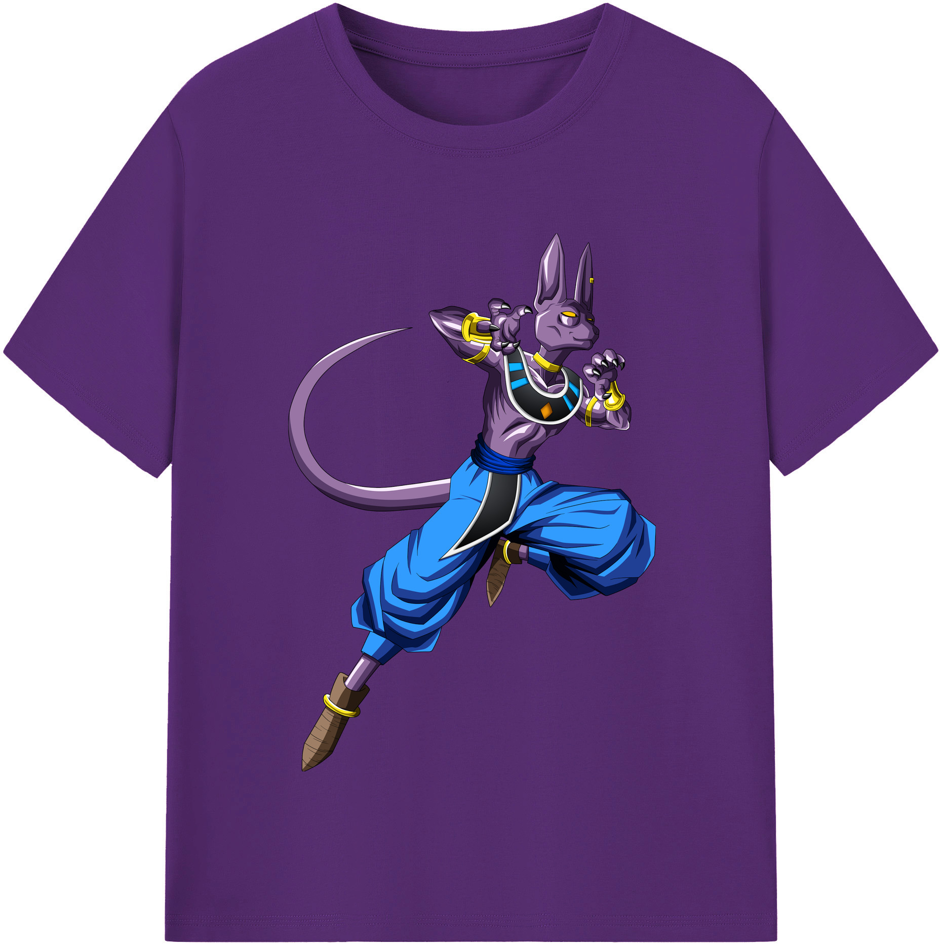 （画像用） ドラゴンボール ビルス 破壊神ビルス DRAGON BALL Beerus Birusu 綿100％半袖Tシャツ（フロントプリント）