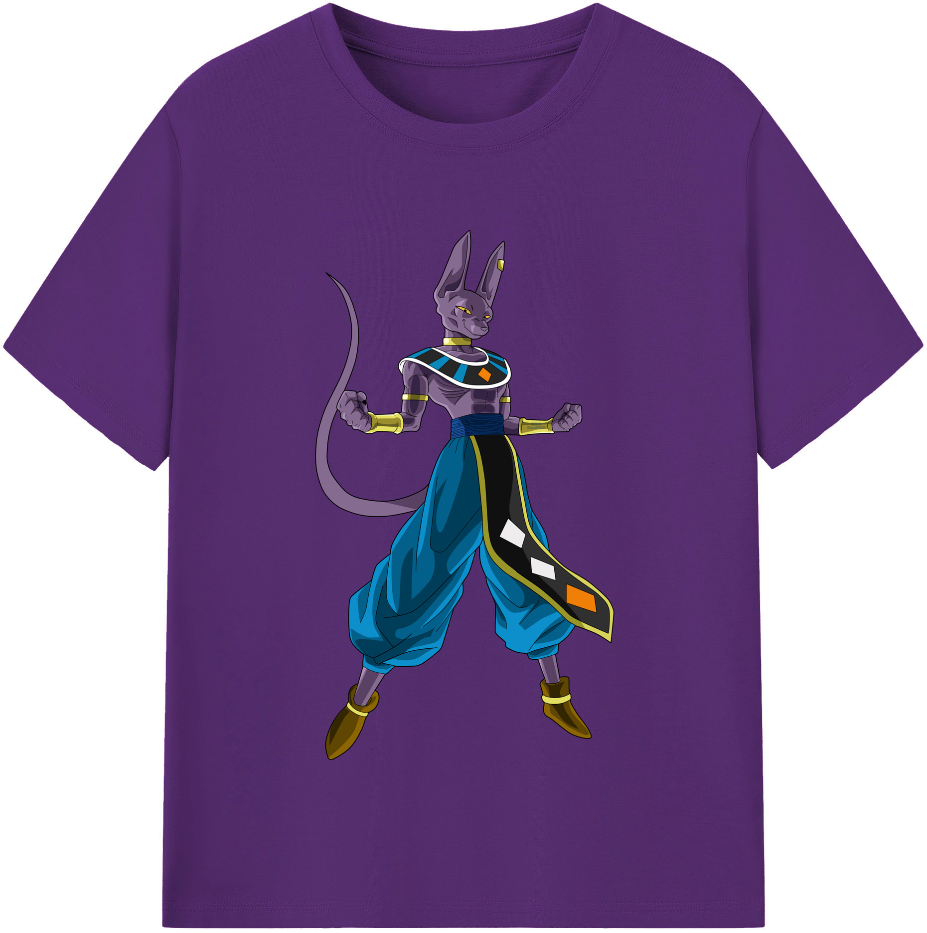 （画像用） ドラゴンボール ビルス 破壊神ビルス DRAGON BALL Beerus Birusu 綿100％半袖Tシャツ（フロントプリント）