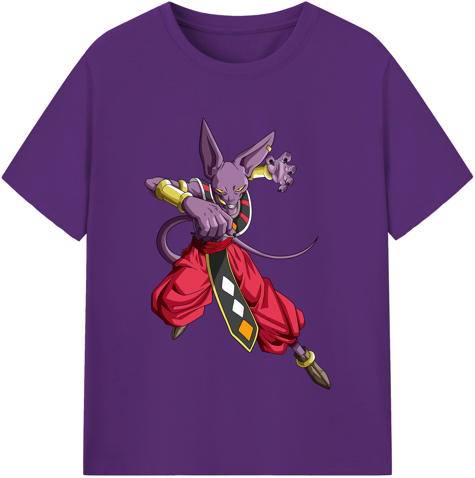 （画像用） ドラゴンボール ビルス 破壊神ビルス DRAGON BALL Beerus Birusu 綿100％半袖Tシャツ（フロントプリント）