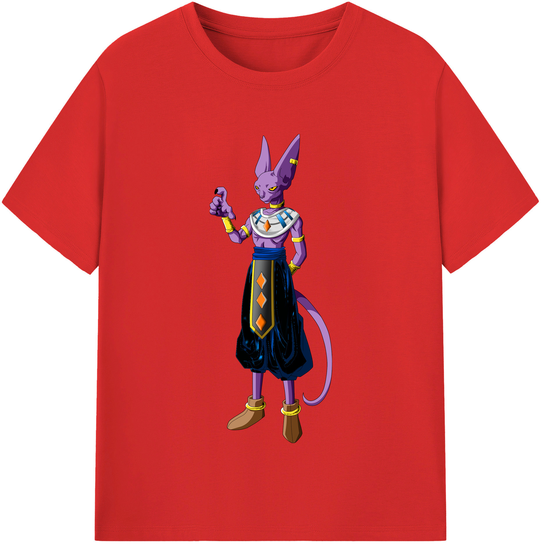 （画像用） ドラゴンボール ビルス 破壊神ビルス DRAGON BALL Beerus Birusu 綿100％半袖Tシャツ（フロントプリント）