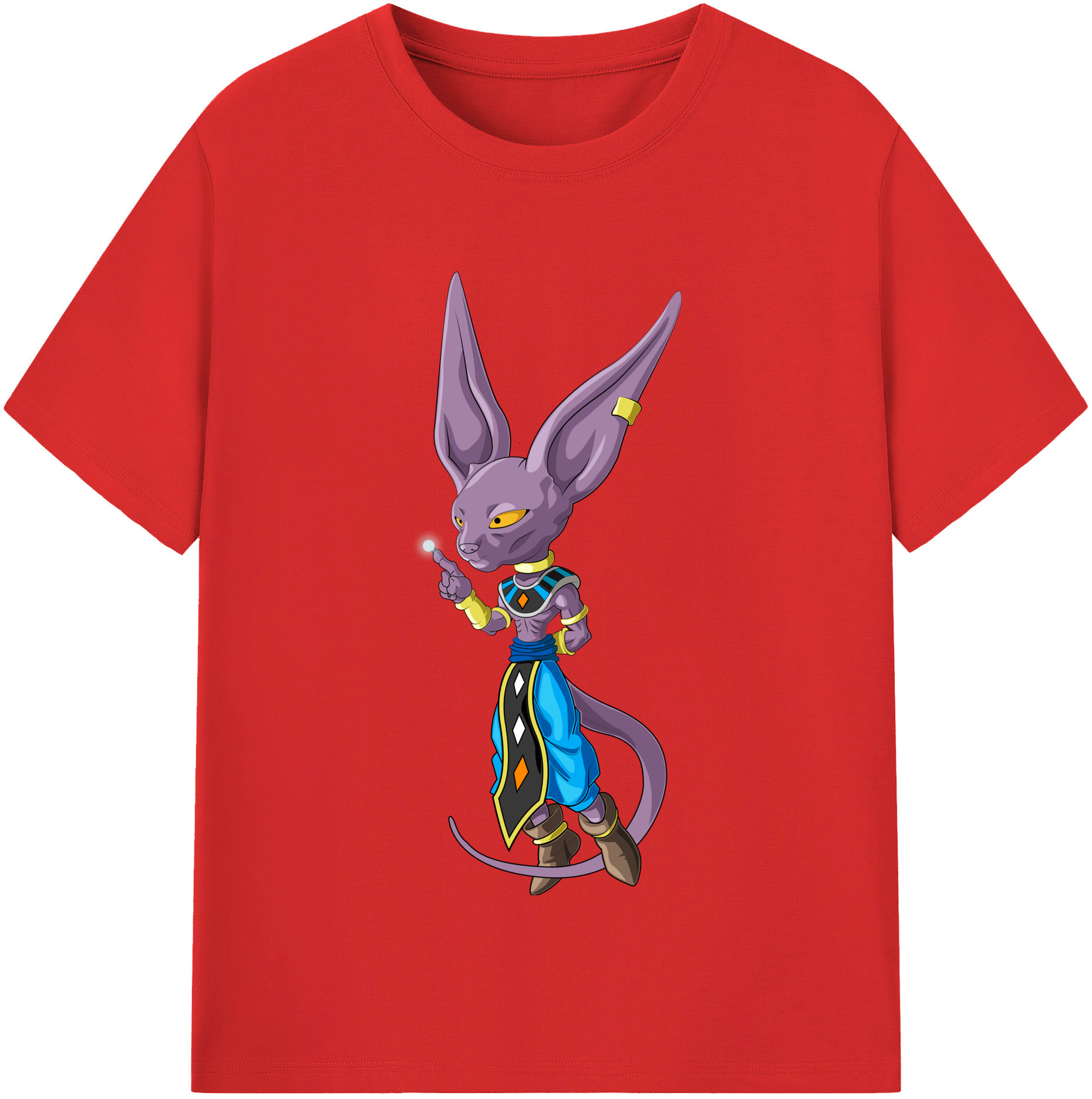 （画像用） ドラゴンボール ビルス 破壊神ビルス DRAGON BALL Beerus Birusu 綿100％半袖Tシャツ（フロントプリント）