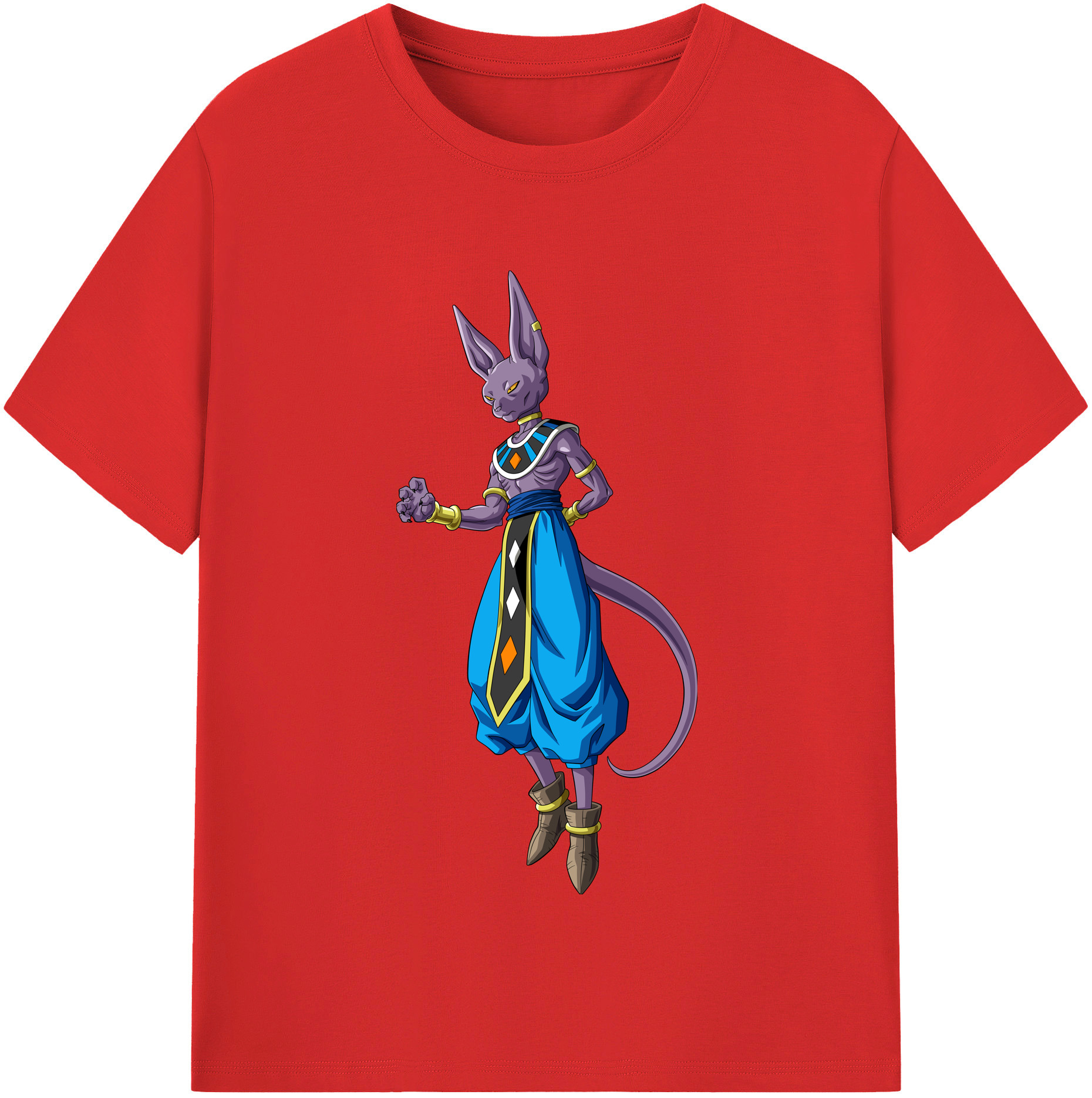 （画像用） ドラゴンボール ビルス 破壊神ビルス DRAGON BALL Beerus Birusu 綿100％半袖Tシャツ（フロントプリント）