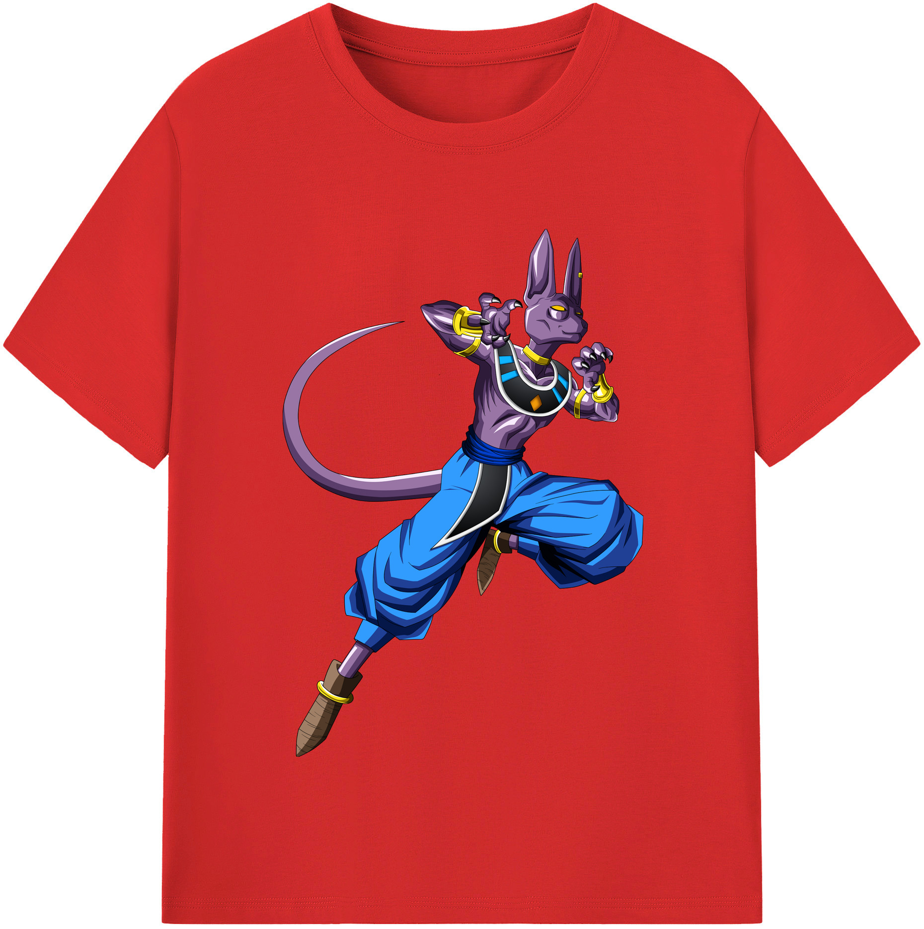 （画像用） ドラゴンボール ビルス 破壊神ビルス DRAGON BALL Beerus Birusu 綿100％半袖Tシャツ（フロントプリント）