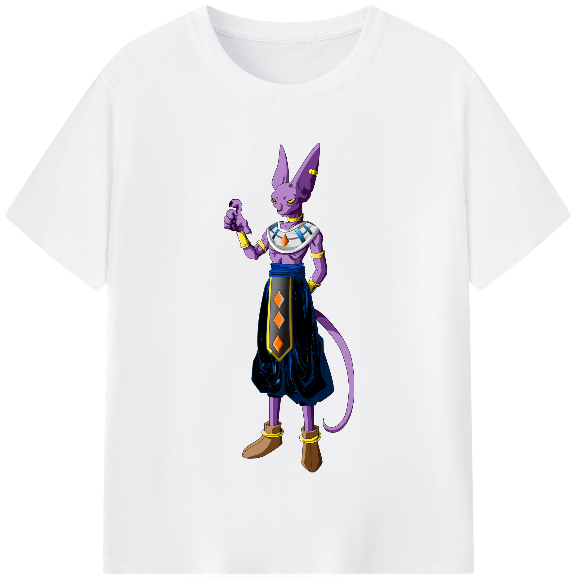 （画像用） ドラゴンボール ビルス 破壊神ビルス DRAGON BALL Beerus Birusu 綿100％半袖Tシャツ（フロントプリント）
