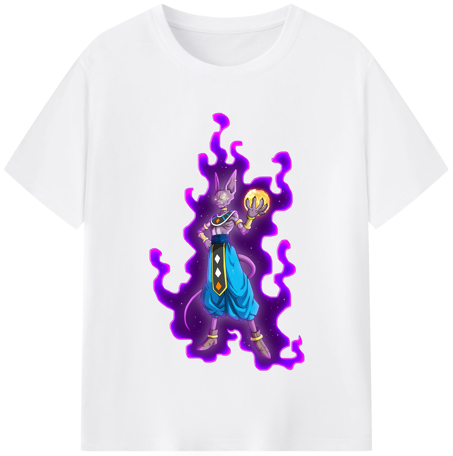 （画像用） ドラゴンボール ビルス 破壊神ビルス DRAGON BALL Beerus Birusu 綿100％半袖Tシャツ（フロントプリント）