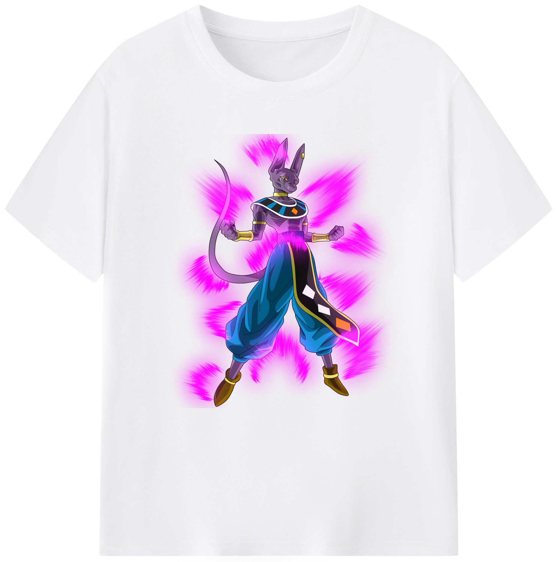 （画像用） ドラゴンボール ビルス 破壊神ビルス DRAGON BALL Beerus Birusu 綿100％半袖Tシャツ（フロントプリント）